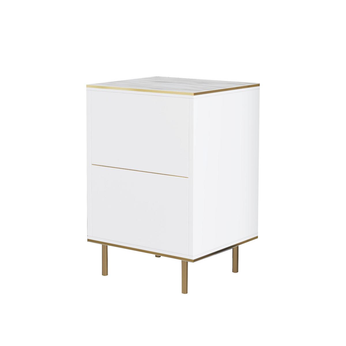 NACHTTISCH IMAJ NACHTTISCH - Weiss/Goldfarben, Design, Holzwerkstoff/Metall (40/60/35cm) - Livetastic