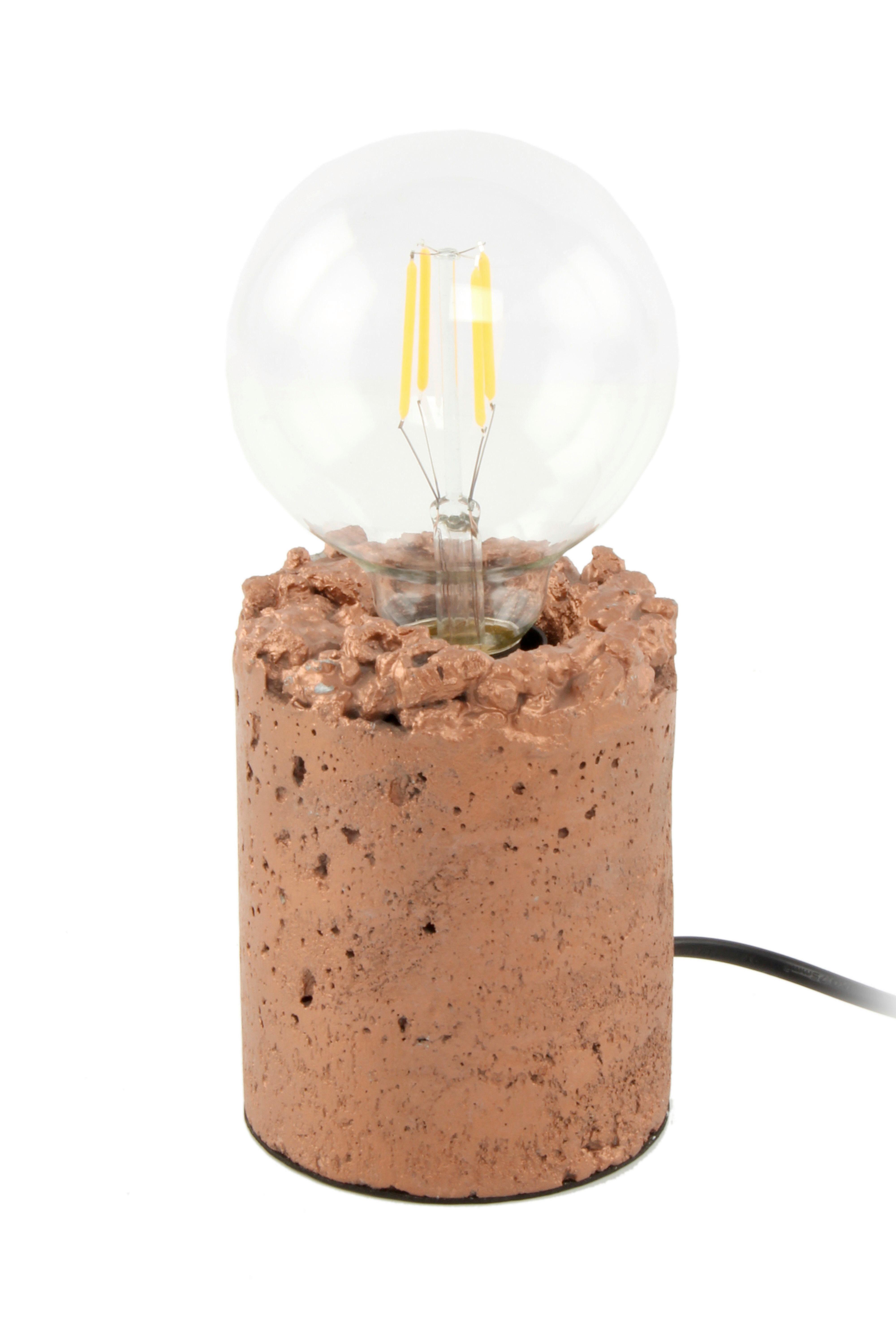 Tischleuchte Tischlampe Curacao 525 - Kupferfarben, Trend, Stein (9,5/9,5/13,5cm) - Kayoom