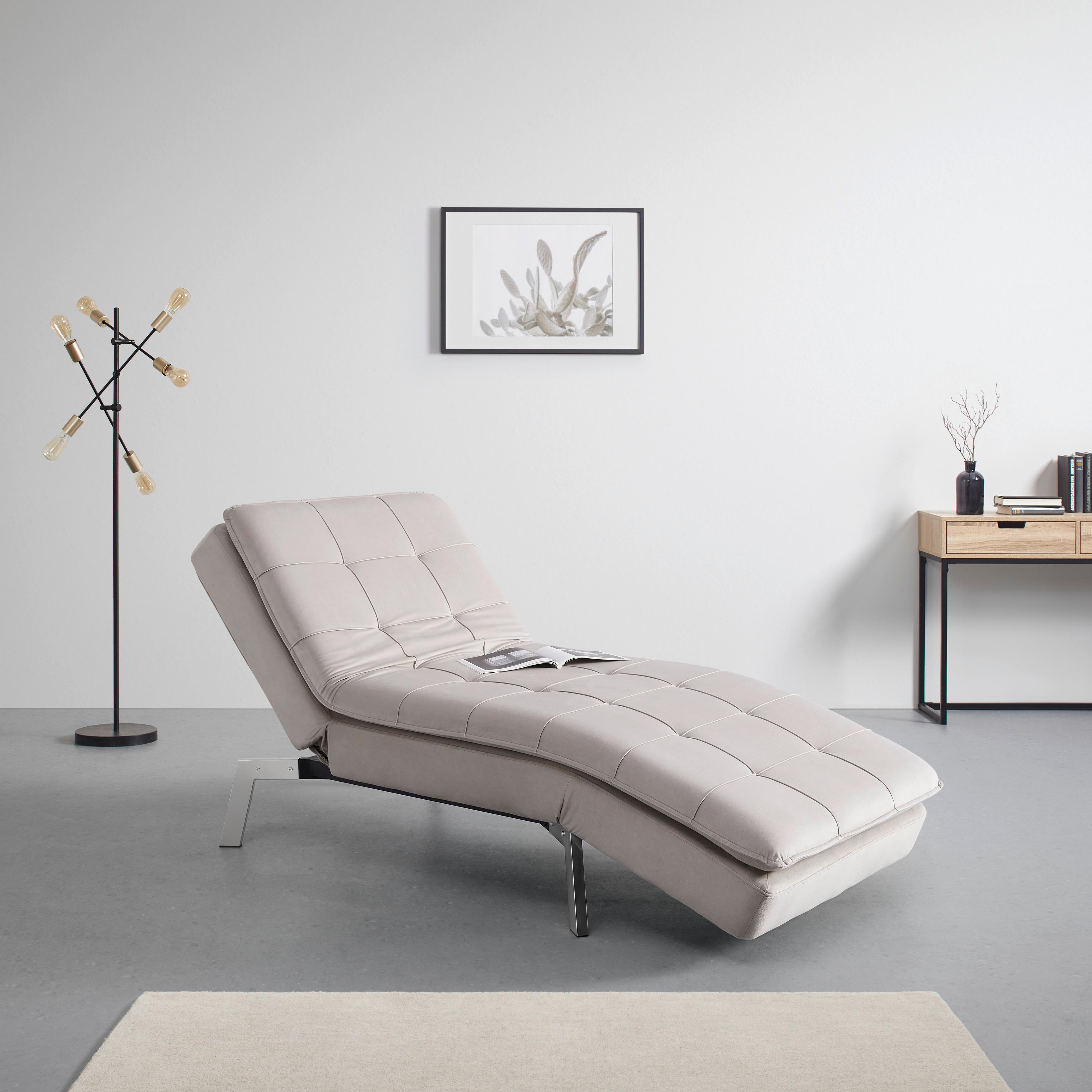 Relaxsessel "Elia", beige, Samtbezug - Edelstahlfarben/Beige, MODERN, Holz/Textil (80/95/181cm) - Bessagi Home