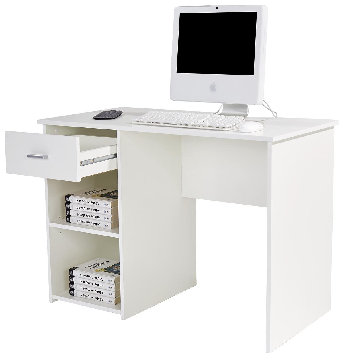 Íróasztal Fehér 1 Fiókkal Kubek 2 - fehér, Modern, faalapú anyag (110/75/50cm)