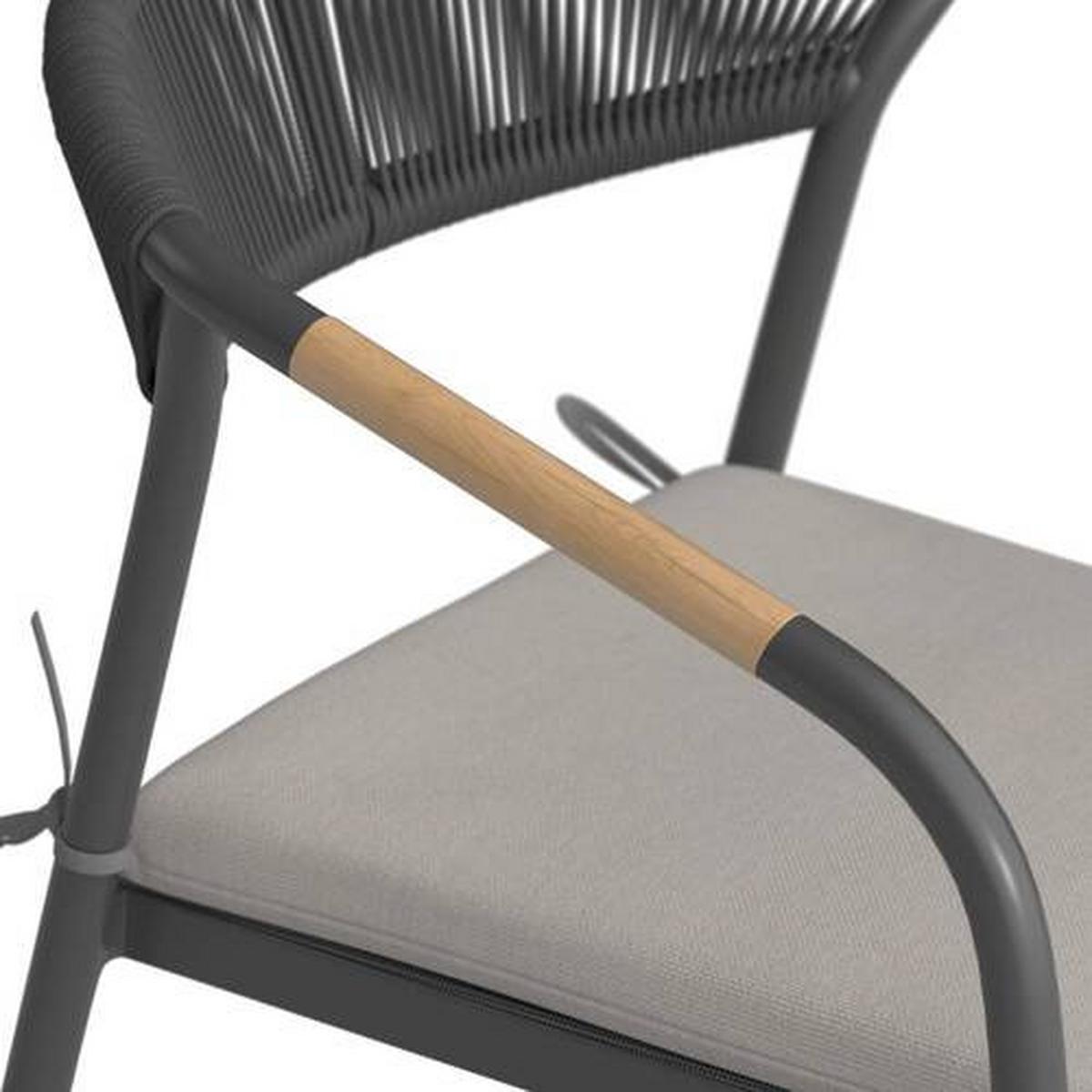 Set Vrtnih Stolov Benicio, Siva, Naravna, 2-Delno - temno siva/siva, Moderno, kovina/umetna masa (56/80/64cm) - Bessagi Garden