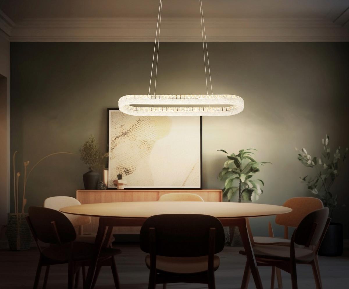 Led Viseća Svjetiljka Laurel - prozirno/boje kroma, Konvencionalno, staklo/metal (120/31,5/100,1cm) - Globo