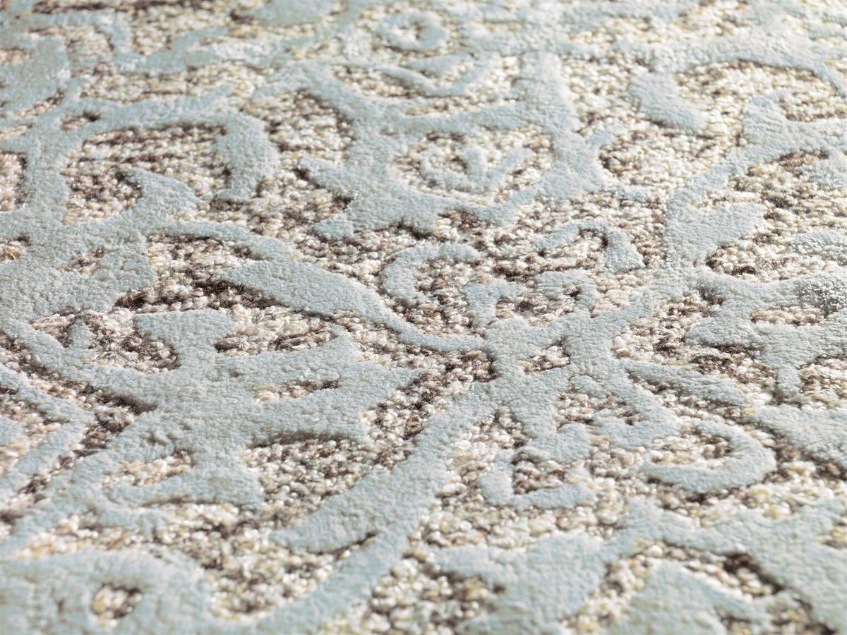 Flachwebeteppich Damast 8067 Grau/mint 120x180 - Grau/Mintgrün, Basics, Textil (120/180cm) - Kayoom