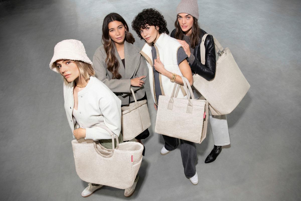 TORBA NA ZAKUPY LOOPSHOPPER L TEDDY SAND - kremowy, Basics, tkanina (46/34,5/25cm) - Reisenthel