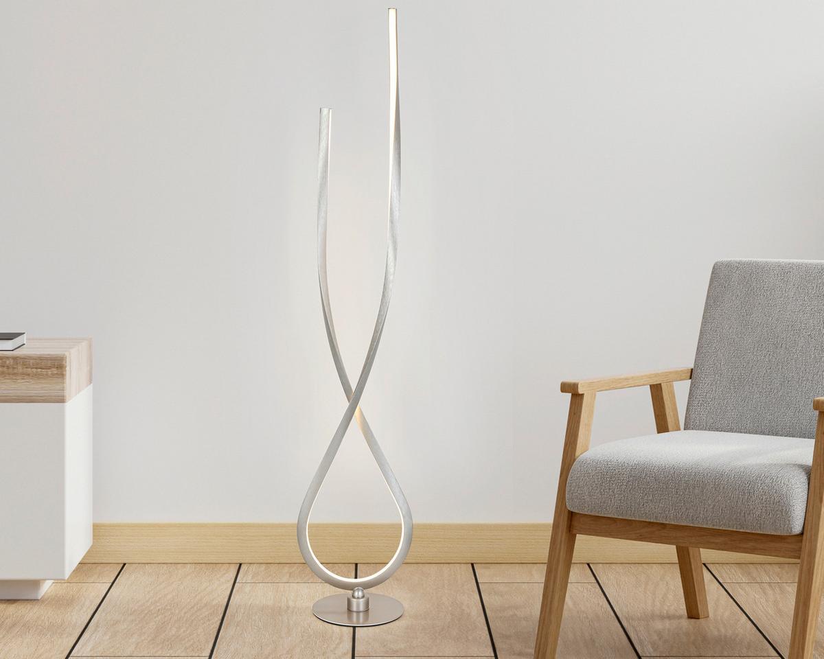 LED-Stehleuchte Kui Champagnerfarben max. 48 Watt - Champagner/Schwarz, MODERN, Kunststoff/Metall (26l)