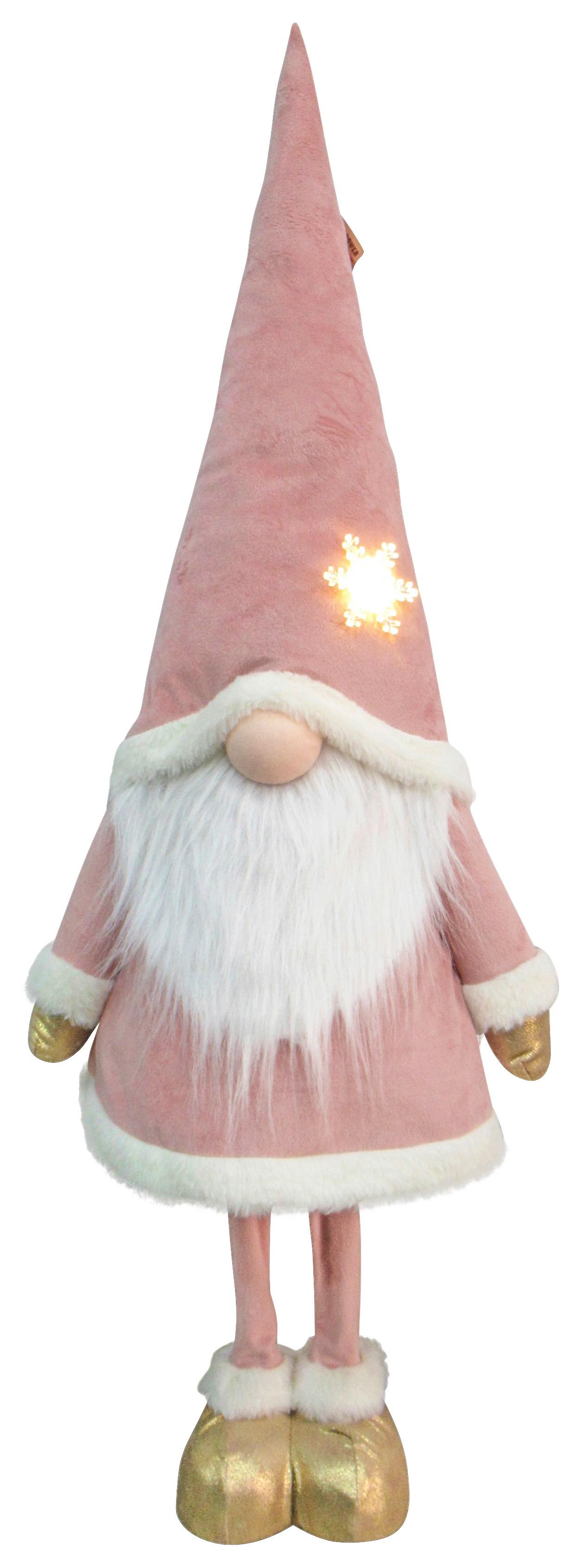 Wichtel Eddy Weiß/Pink ca. 100cm - Pink/Weiß, KONVENTIONELL, Kunststoff/Textil (37/100/27cm) - Mömax