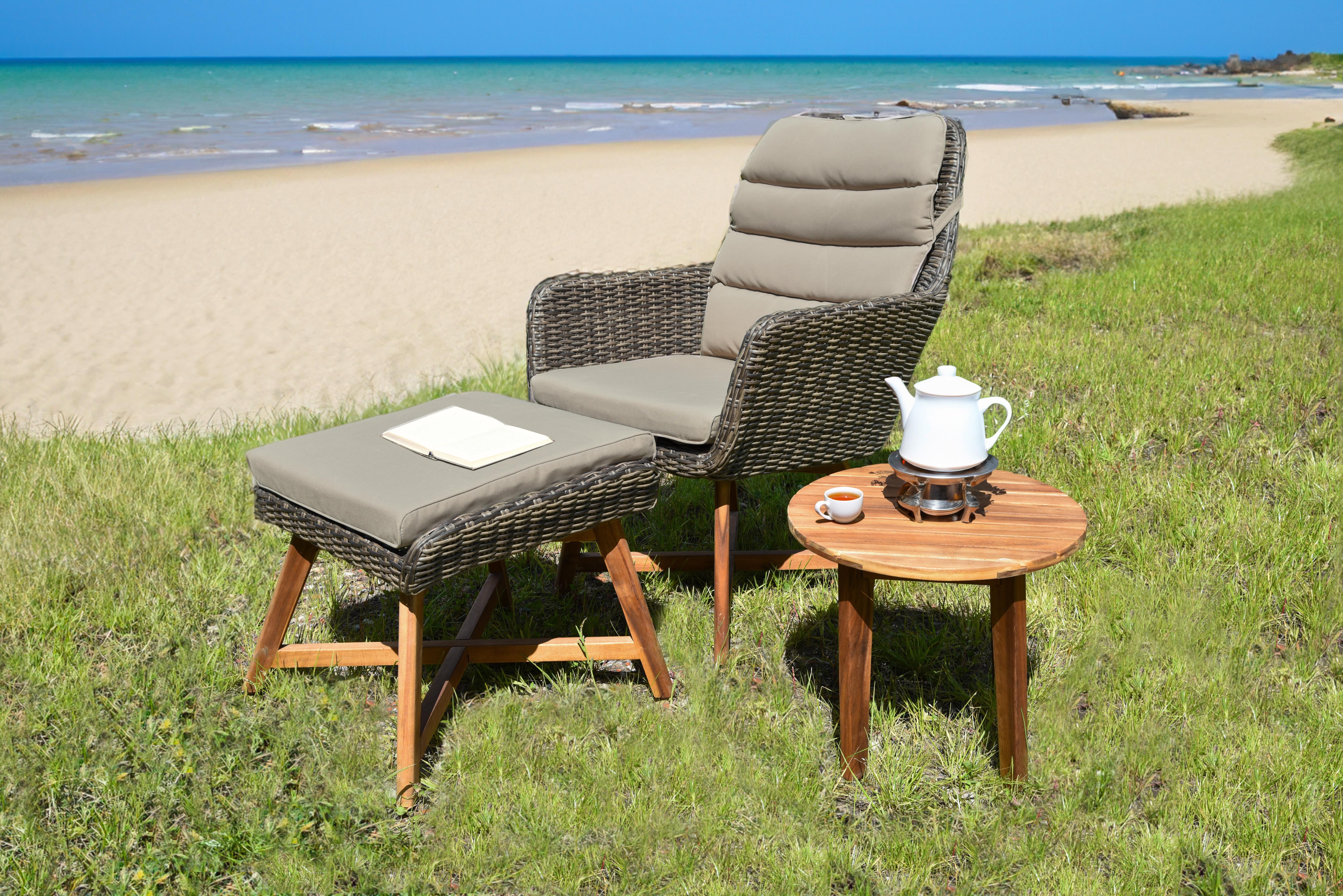 Loungsessel Clavia ca. 65x95x85 cm Braun/Akazie - Beige/Braun, Basics, Holz/Kunststoff (65/95/85cm) - Gardenson
