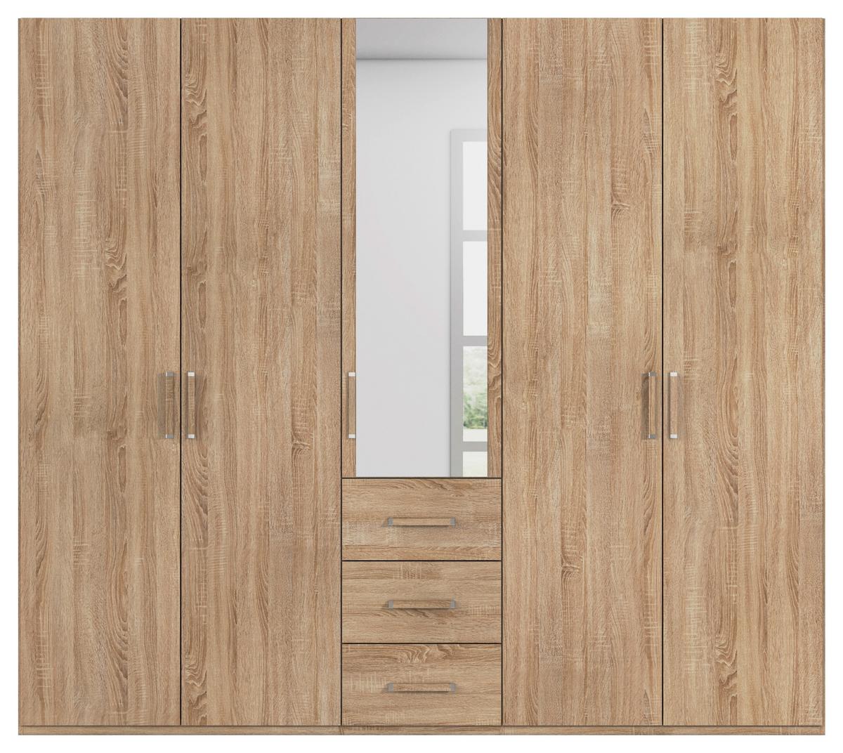 Omara S Klasičnimi Vrati Evelyn, Barva Hrasta - hrast sonoma, Design, umetna masa/steklo (251/223/60cm) - Novel