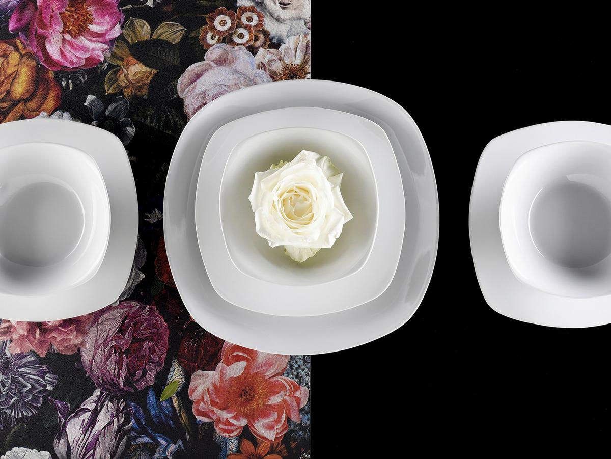 Kombinirani Servis Square, 16-Delni - bela, Basics, keramika - Creatable