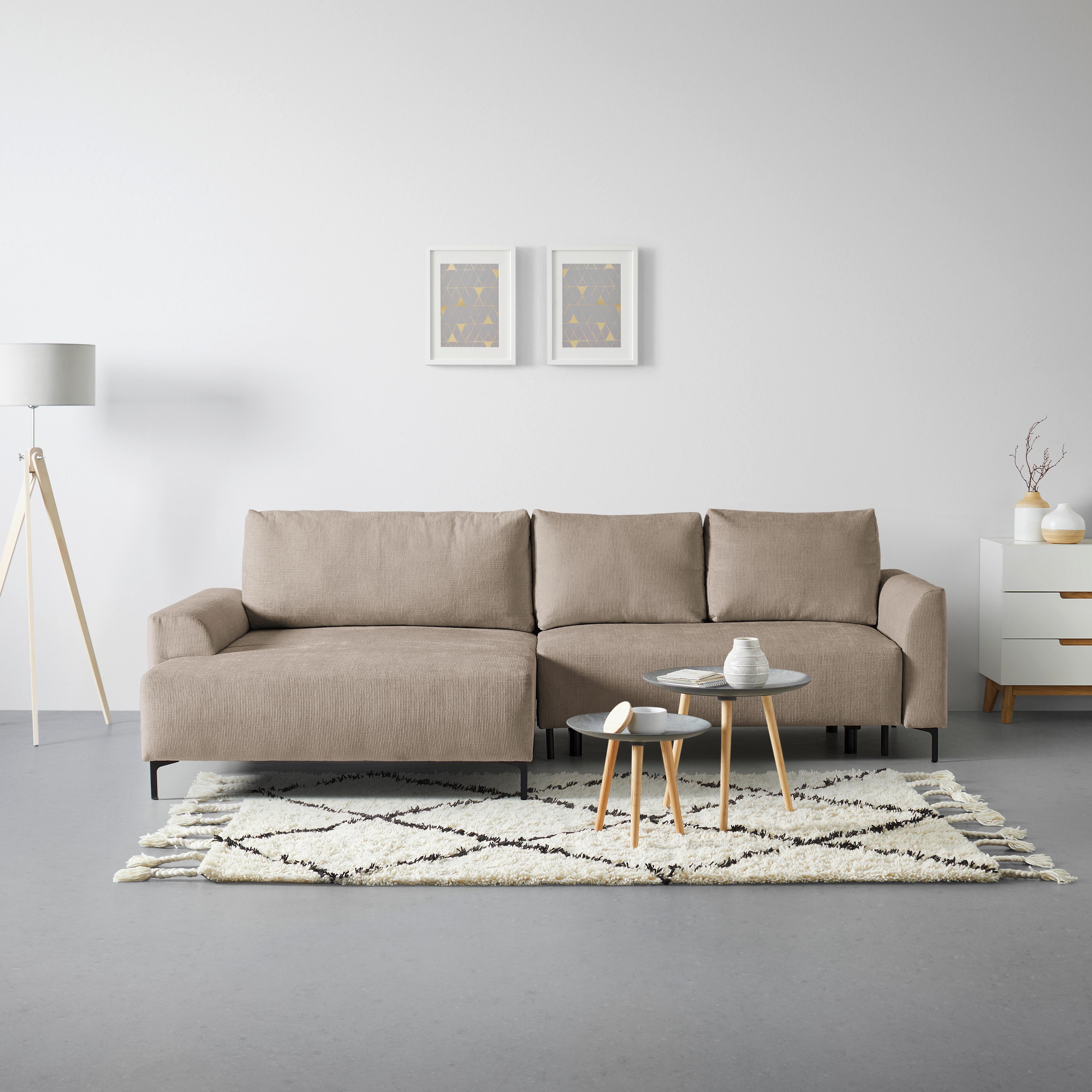 Ecksofa Integra Beige - Greige/Schwarz, Textil/Metall (170/81-93/294cm) - Mömax