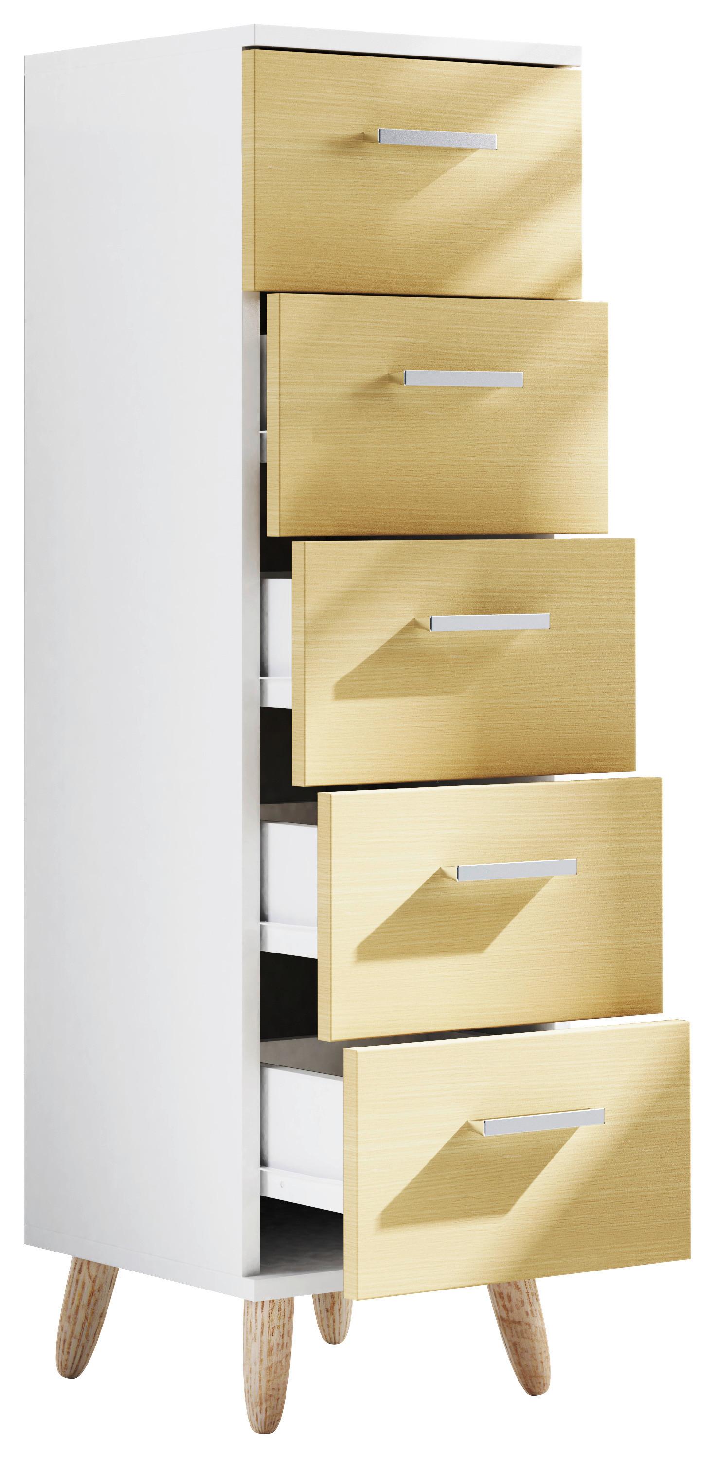 Midischrank Landos ca. 30x100 cm Honigeiche/Weiß - Honigeiche/Silberfarben, MODERN, Holzwerkstoff/Kunststoff (30/100/30cm) - MID.YOU