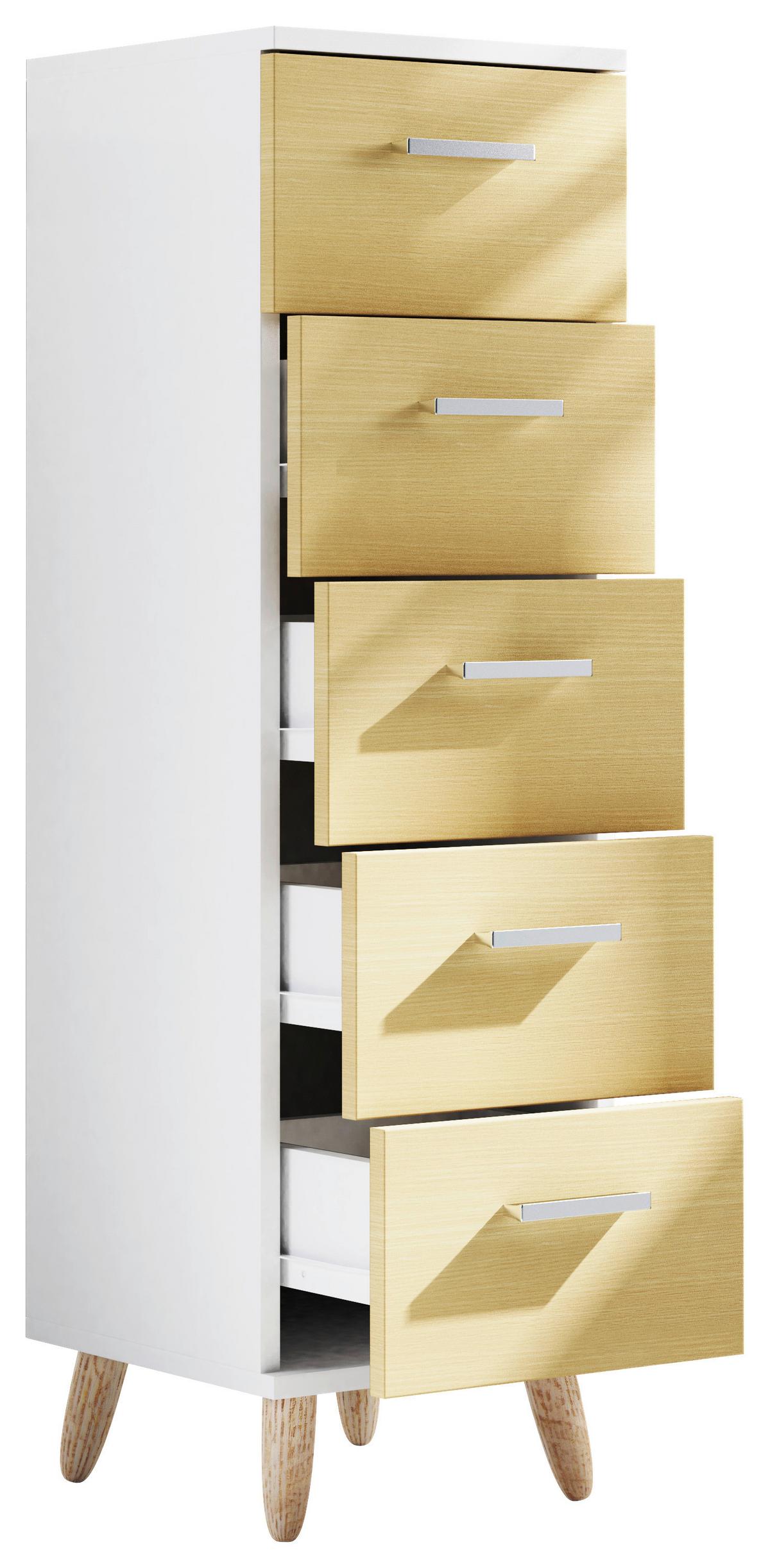 Midischrank Landos ca. 30x100 cm Honigeiche/Weiß - Honigeiche/Silberfarben, MODERN, Holzwerkstoff/Kunststoff (30/100/30cm) - MID.YOU