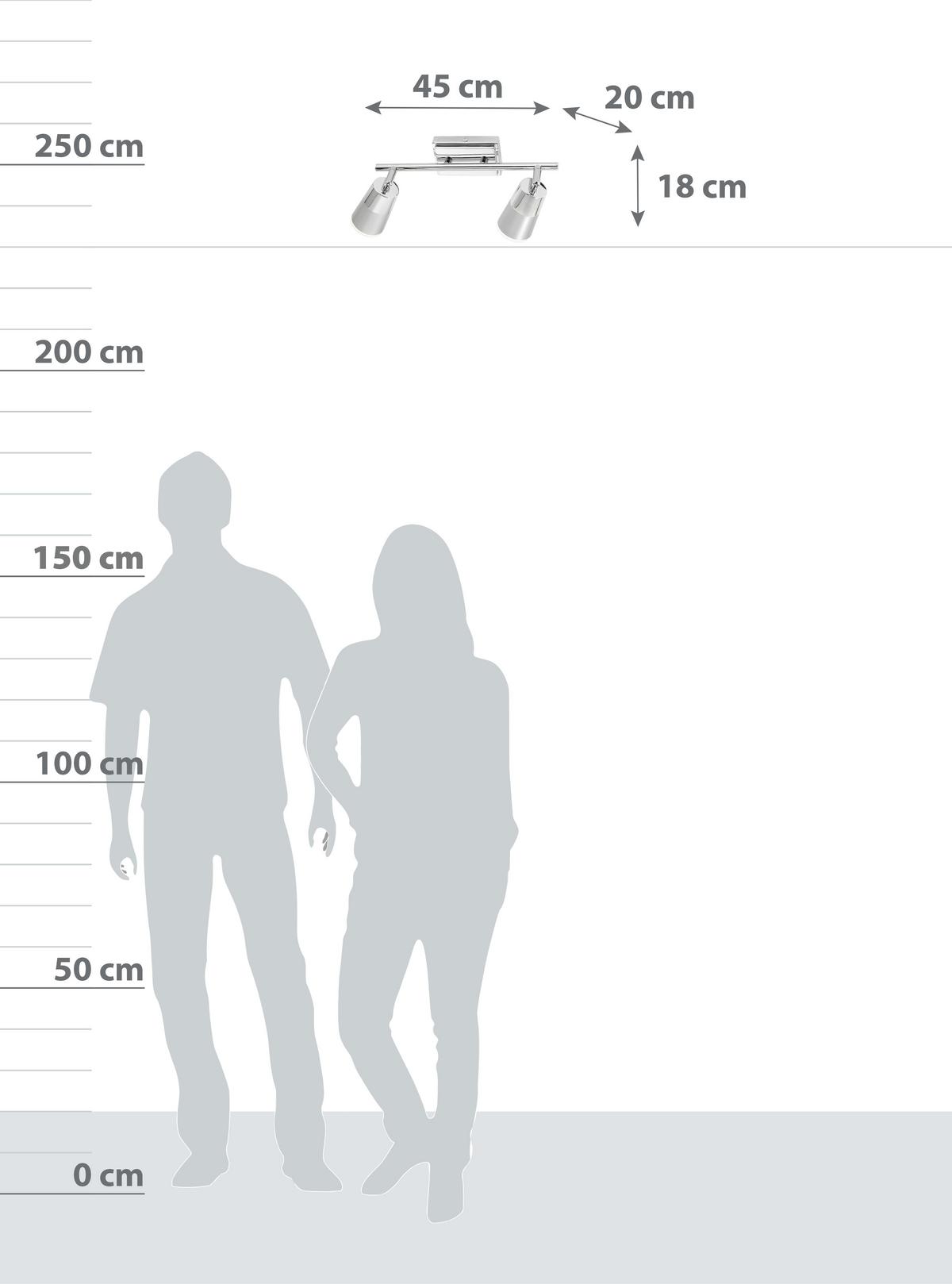 Spotlámpa Dalli - krómszínű/ezüstszínű, Konventionell, műanyag/fém (45/20/18cm)