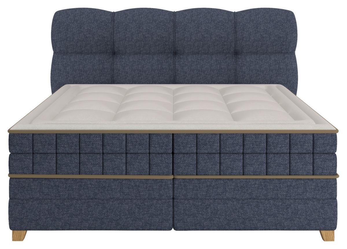 Boxspringbett Bianco Blau ca. 180x200cm - Blau, Konventionell, Holz/Holzwerkstoff (180/200cm) - Premium Living