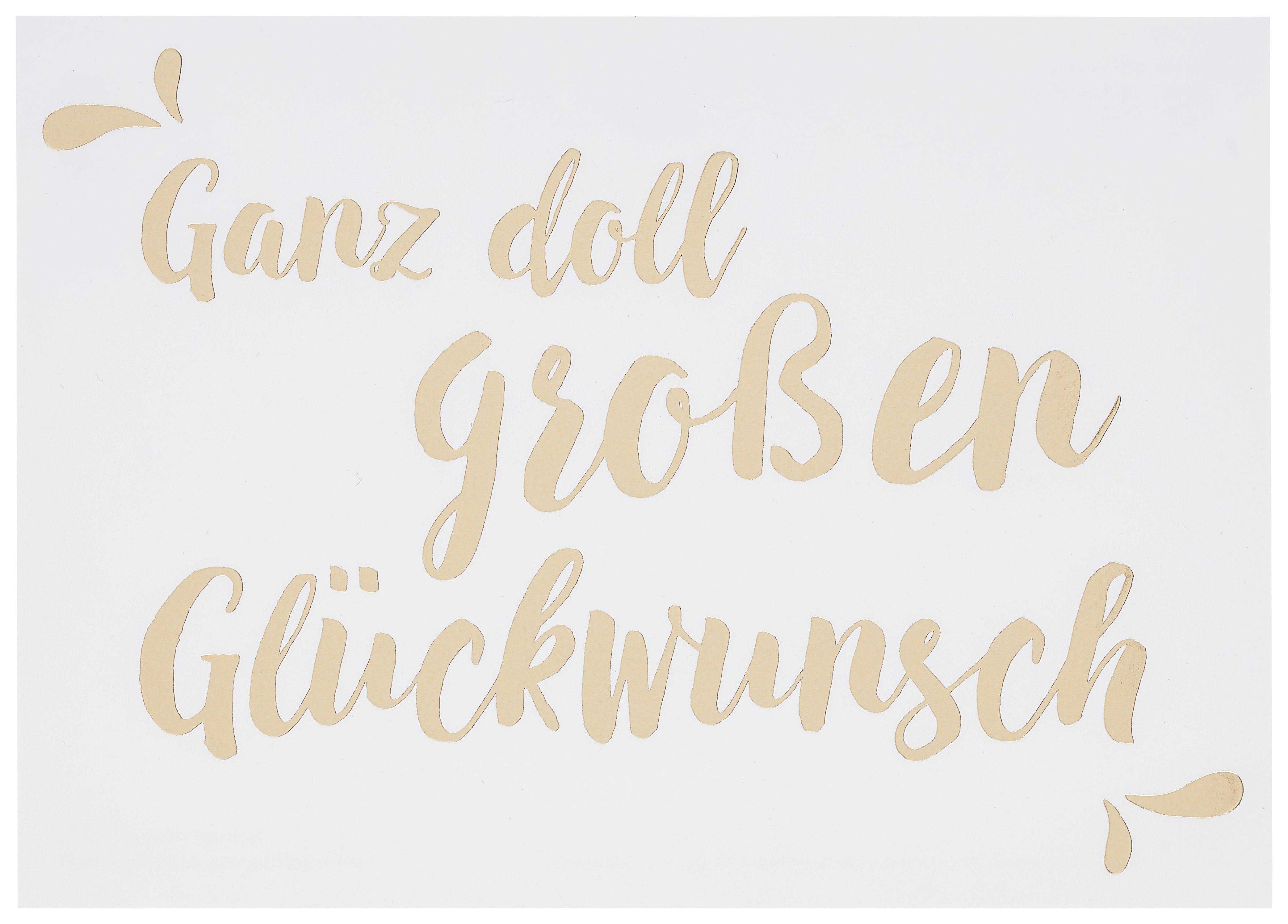 Postkarte Glückwunsch - Goldfarben/Weiß, Papier (14,8/10,5cm)
