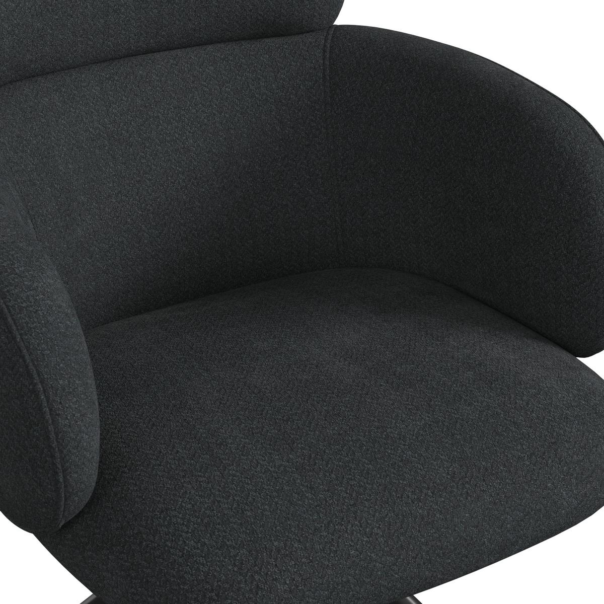 Armlehnstuhl Liora Schwarz Webstoff Drehbar Gepolstert - Schwarz, MODERN, Textil/Metall (58/84/61cm) - Bessagi Home