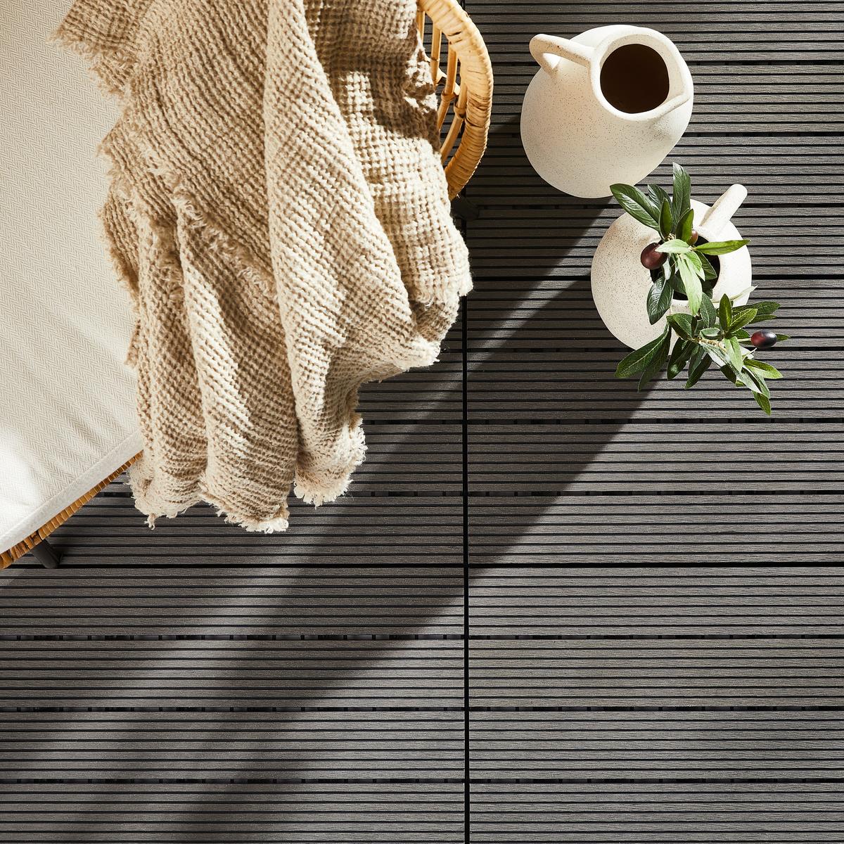 PŁYTKA TARASOWA WPC-FLIESE - szary, Basics, materiał drewnopochodny (30/60/2,4cm) - Ambia Garden