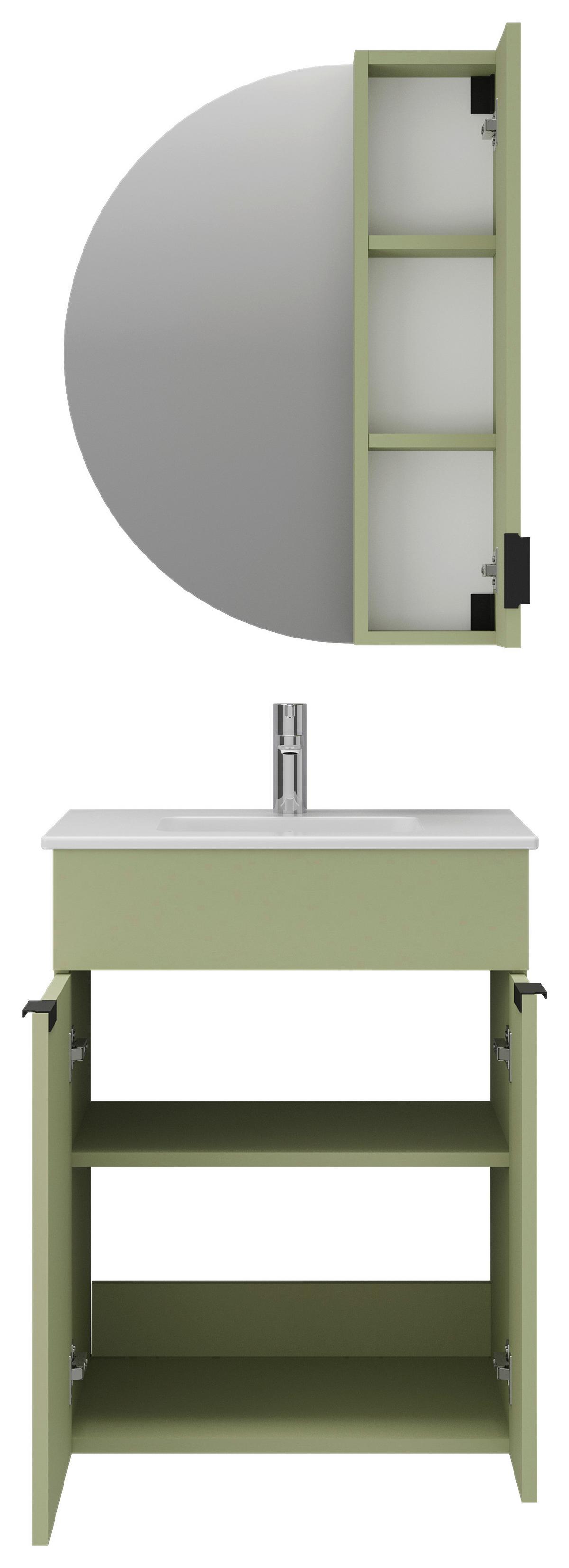 Spiegelschrank Napoli Salbeigrün - Salbeigrün/Schwarz, MODERN, Holzwerkstoff/Metall (60/80/20cm) - Mömax