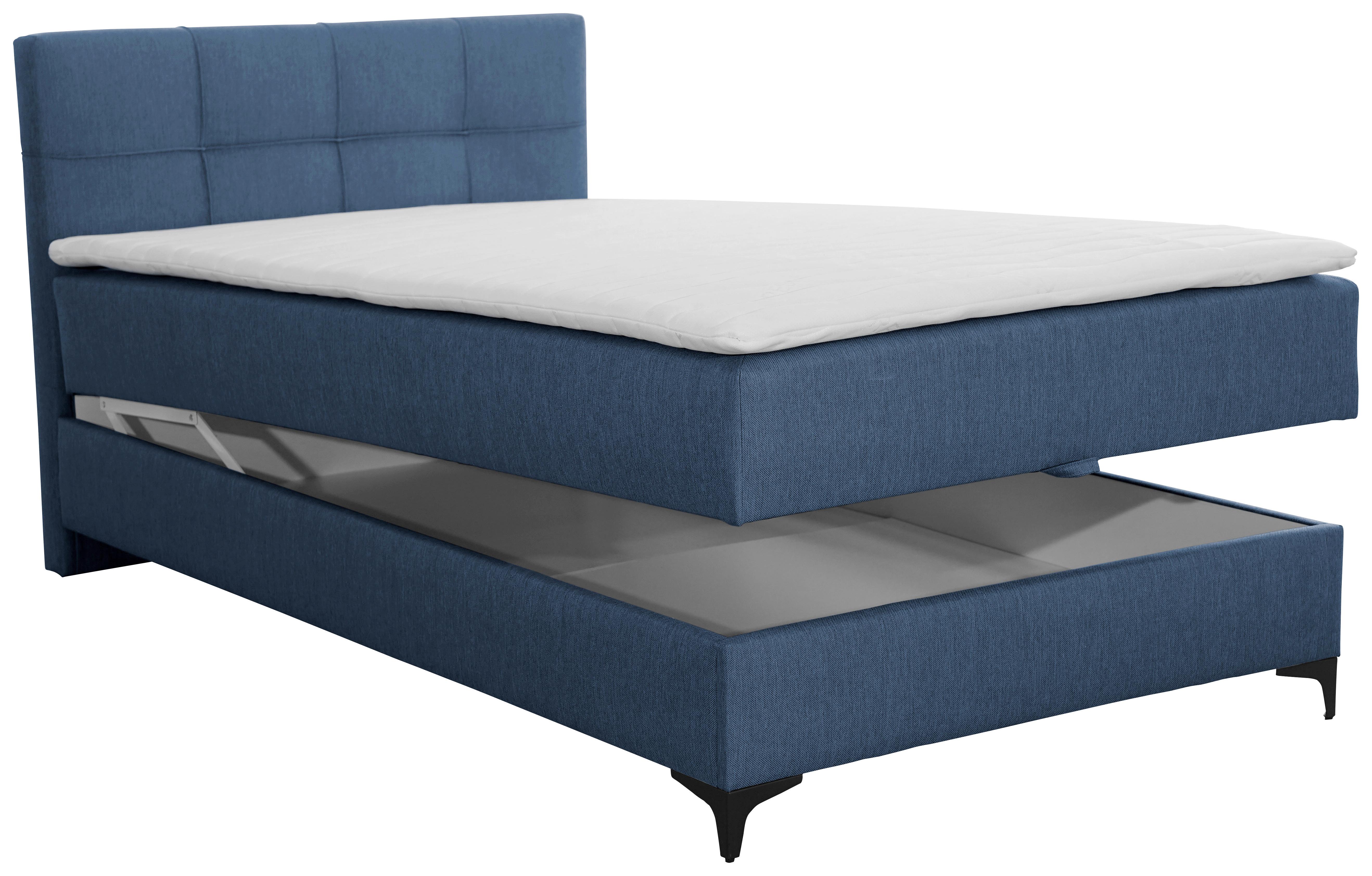 Oblazinjena Postelja Freddie, Modra, 120x200 - modra/črna, Konvencionalno, kovina/tekstil (120/200cm) - Mömax