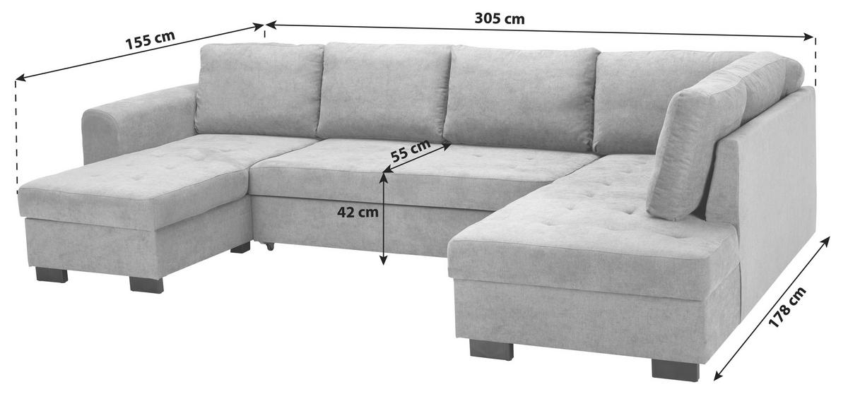 Canapea modulară MALTE - verde/gri, Modern, textil (155/305/178cm) - Luca Bessoni