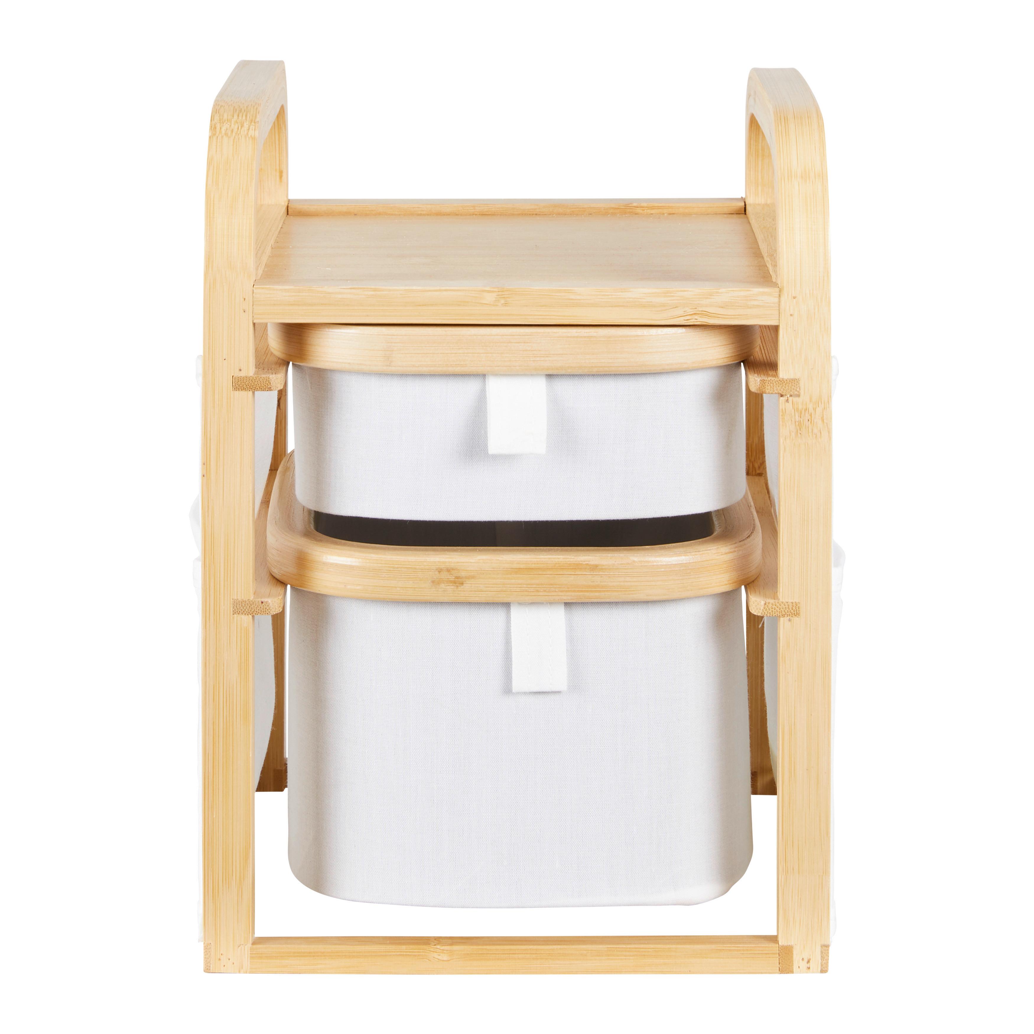 REGAŁ DO PRZECHOWYWANIA ALEYNA - kremowy, Modern, drewno/tkanina (24/18,8/25,5cm)