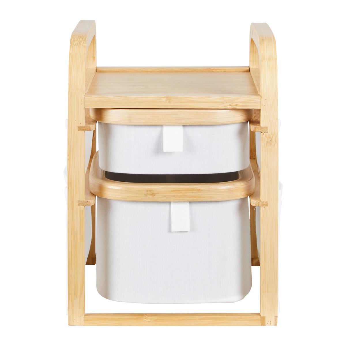 REGAŁ DO PRZECHOWYWANIA ALEYNA - kremowy, Modern, drewno/tkanina (24/18,8/25,5cm)