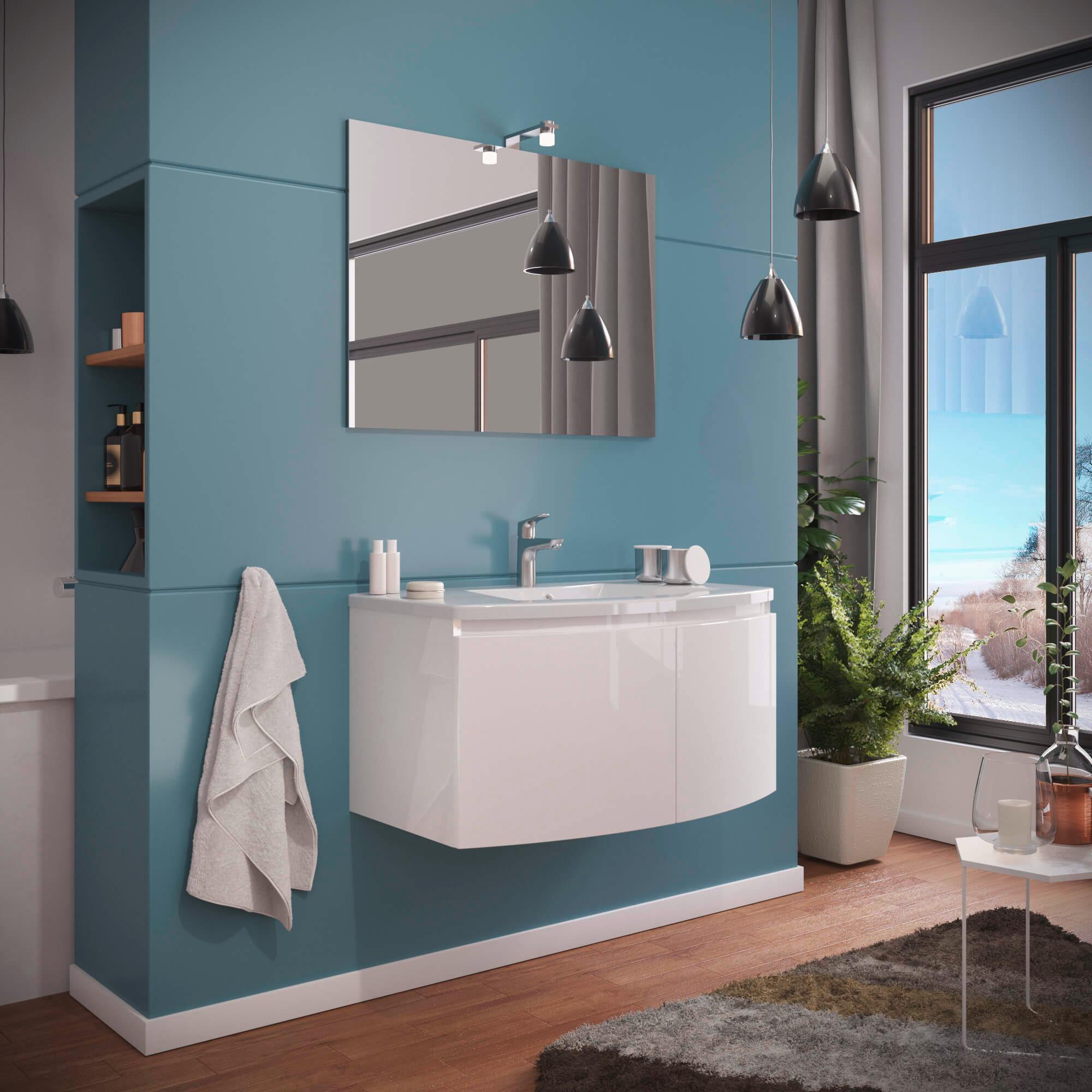 Mobilier baie Giulia - alb, Basics, ceramică/material pe bază de lemn (81/102/49cm)