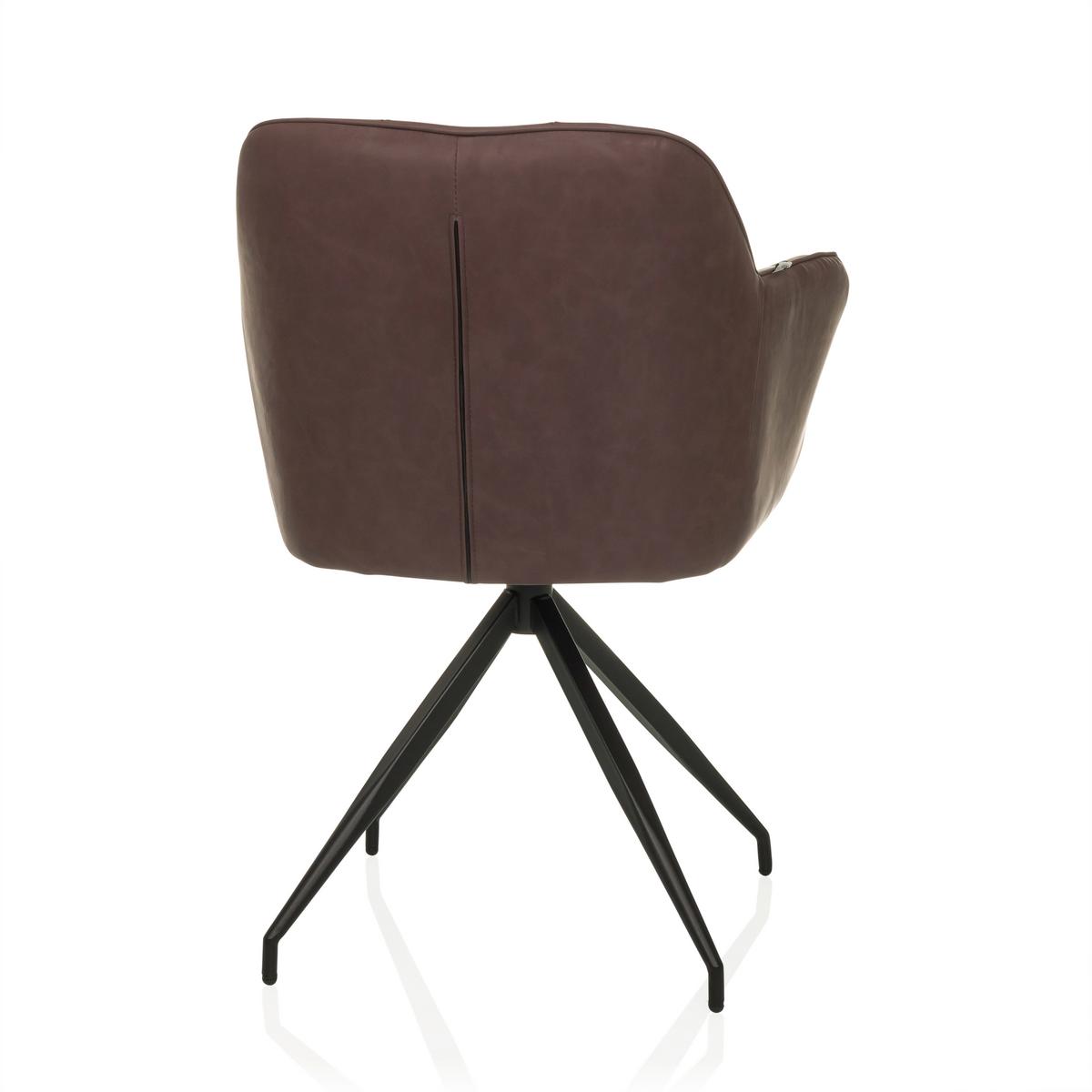 Naslanjač Elverum Spu, Temno Rjava - črna/temno rjava, Moderno, kovina/usnje (61/90/56cm) - MID.YOU