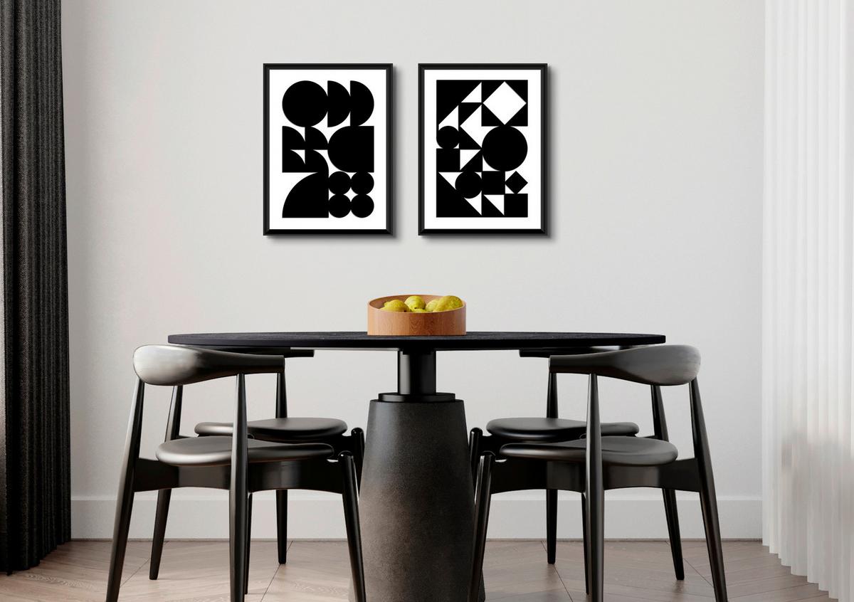Slika Nero - črna/bela, papir/leseni material (30/40cm) - Modern Living