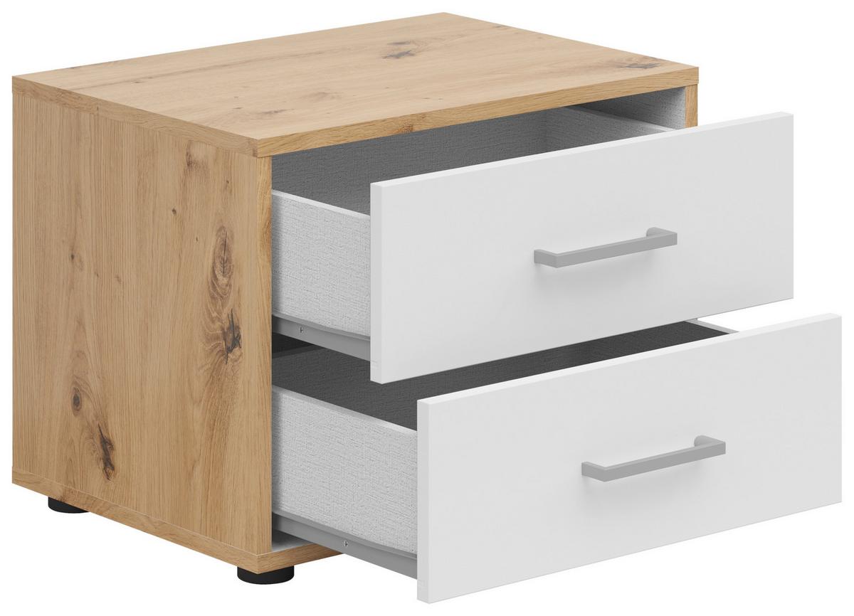 NOPTIERA SMART 2 - alb/stejar Artisan, Basics, material pe bază de lemn (50/38/35cm)