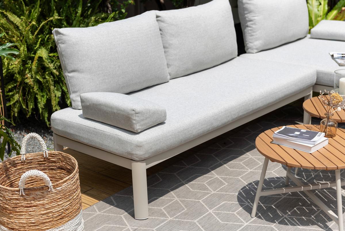 Loungegarnitur Lou Hellgrau/Hellbraun, 4-teilig - Hellbraun/Hellgrau, MODERN, Holz/Textil (61,7/61,7/35,1cm)