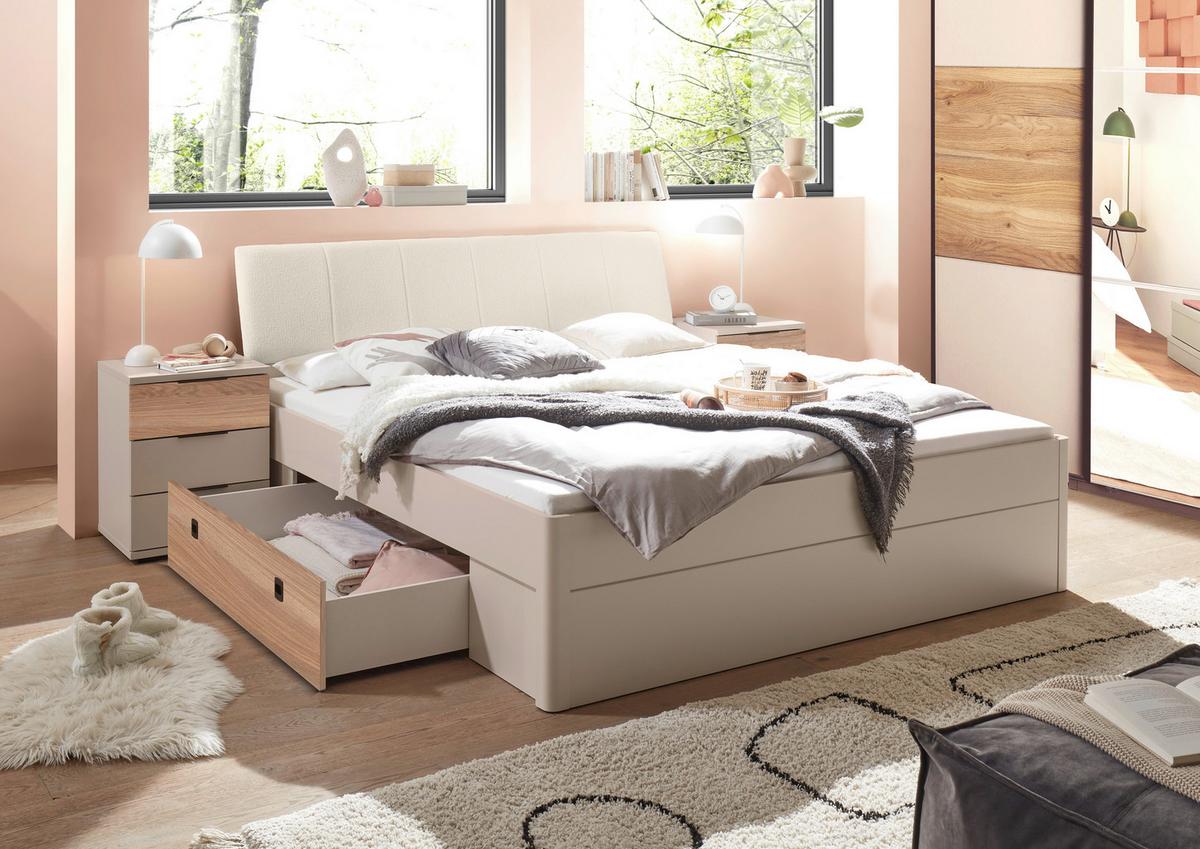 Krevet Tessona - kašmir/boje hrasta, Trend, drvni materijal/tekstil (180/200cm) - Modern Living