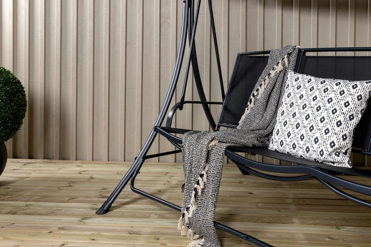 HOLLYWOODSCHAUKEL MADRAS - Schwarz, KONVENTIONELL, Textil/Metall (203/160/122cm) - Gardenson