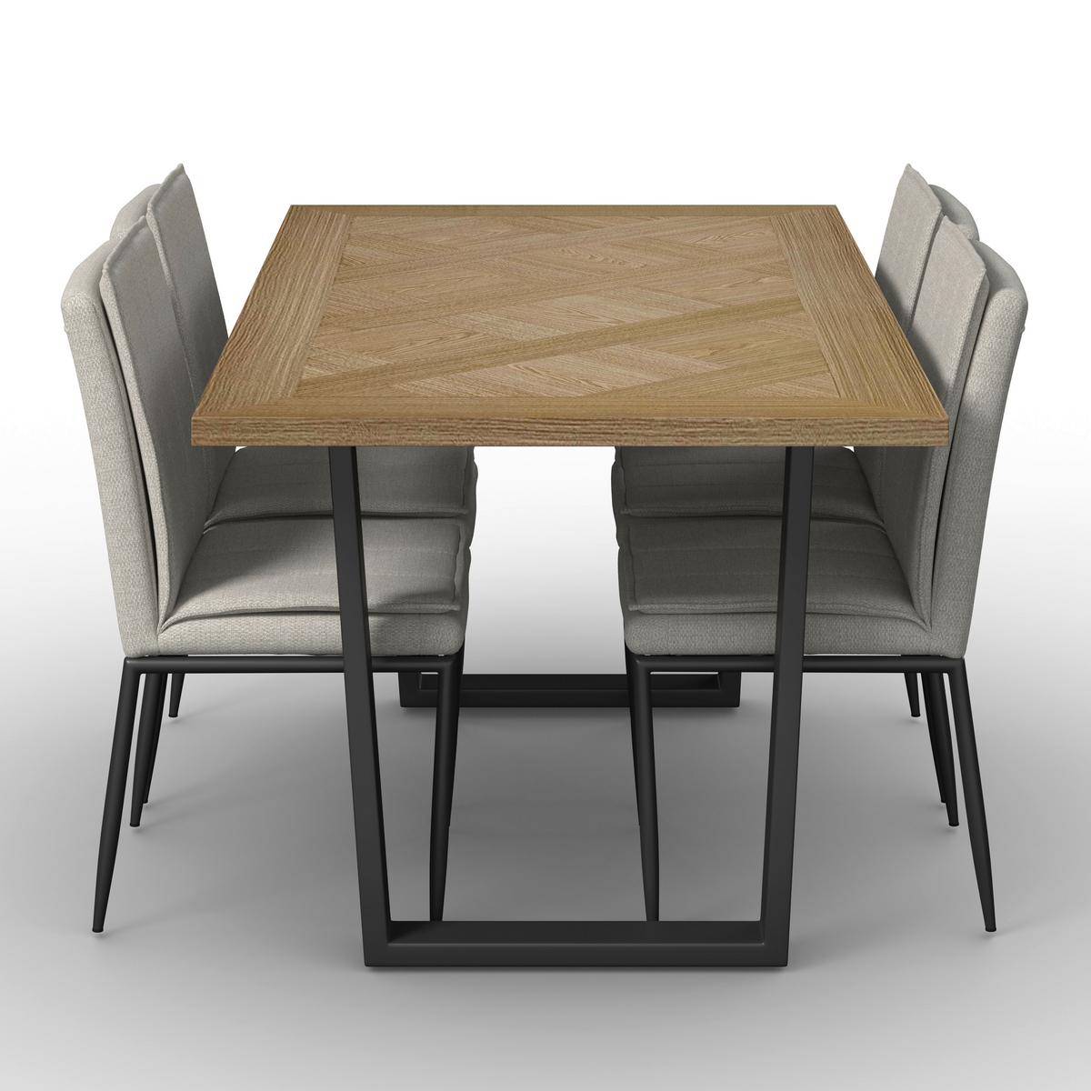 Jedilna Garnitura Abelia, Miza 160x90, 4x Stol - barve lesa evkaliptusa/črna, Moderno, kovina/tekstil - Bessagi Home