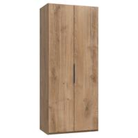 Drehtürenschrank Level 36A Eiche - Chromfarben/Plankeneiche, MODERN, Holzwerkstoff/Metall (100/216/58cm) - MID.YOU