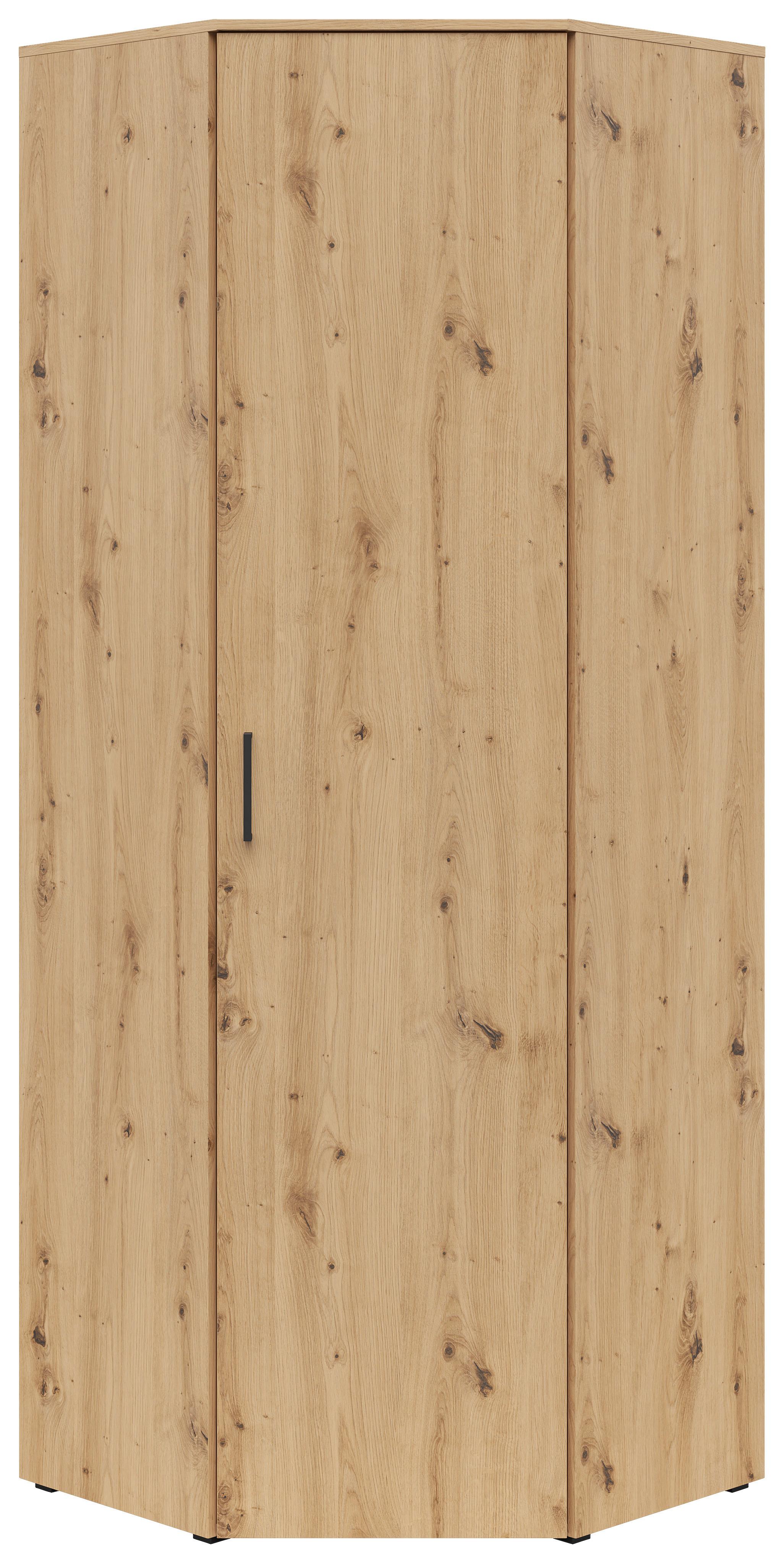 Eckschrank Multistauraum Eiche Artisan - Schwarz/Eiche Artisan, Modern, Holzwerkstoff/Kunststoff (71,5/195/71,5cm) - Premium Living
