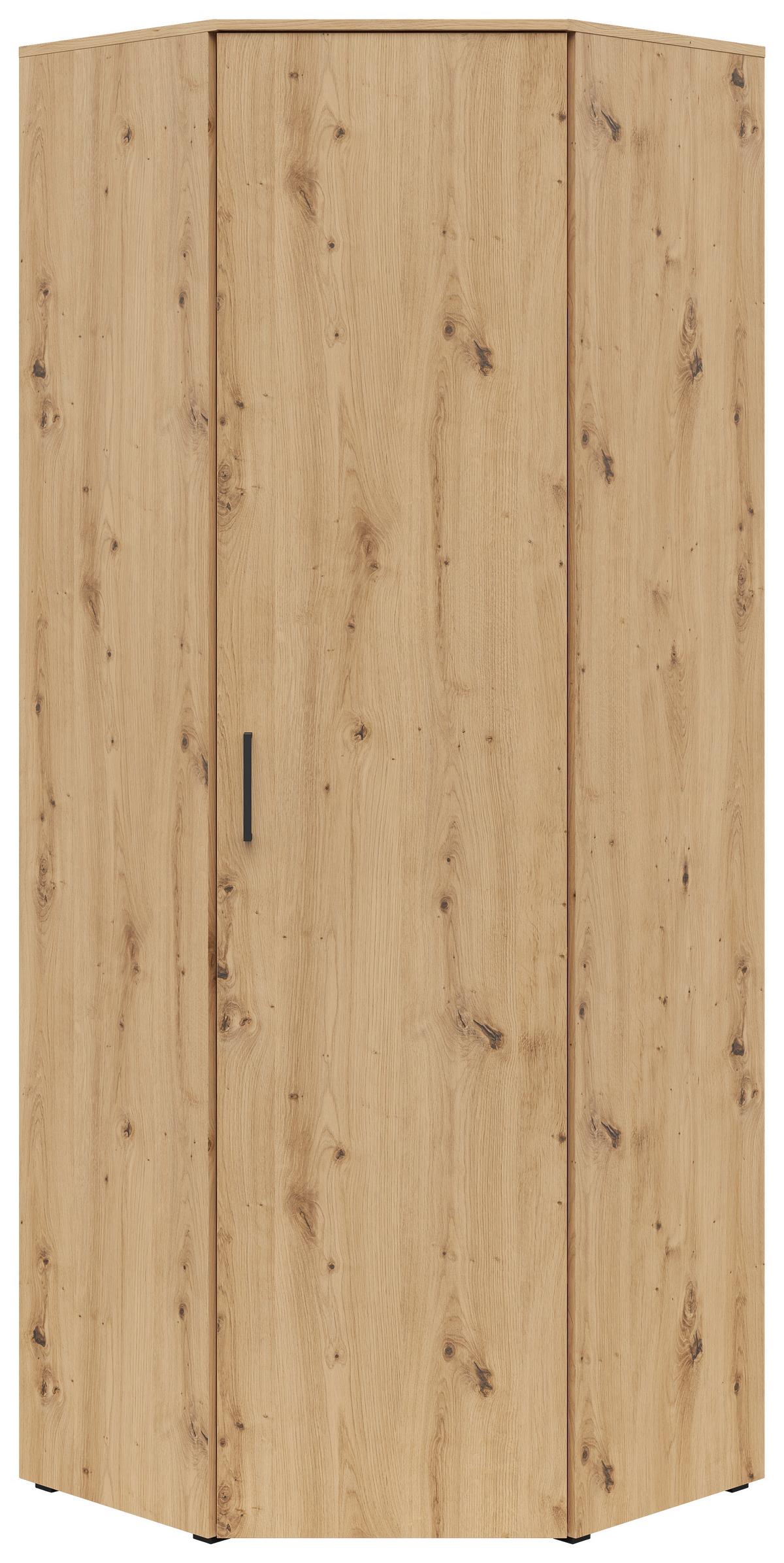 Eckschrank Multistauraum Eiche Artisan - Schwarz/Eiche Artisan, MODERN, Holzwerkstoff/Kunststoff (71,5/195/71,5cm) - Mömax