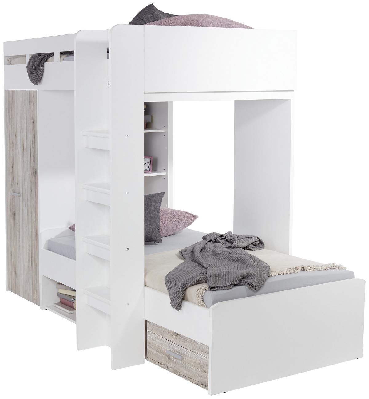 Pograd Maxi, Bela, Barva Hrasta, 2 X 90x200 - barve hrasta/bela, Konvencionalno, leseni material (90/200cm) - MID.YOU