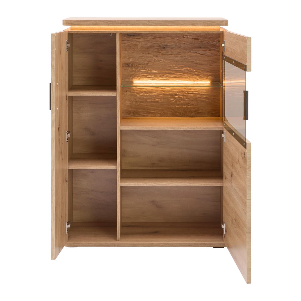 Highboard Alameda Eichefarben - Eichefarben/Anthrazit, MODERN, Glas/Holzwerkstoff (90/128/38cm) - Mömax