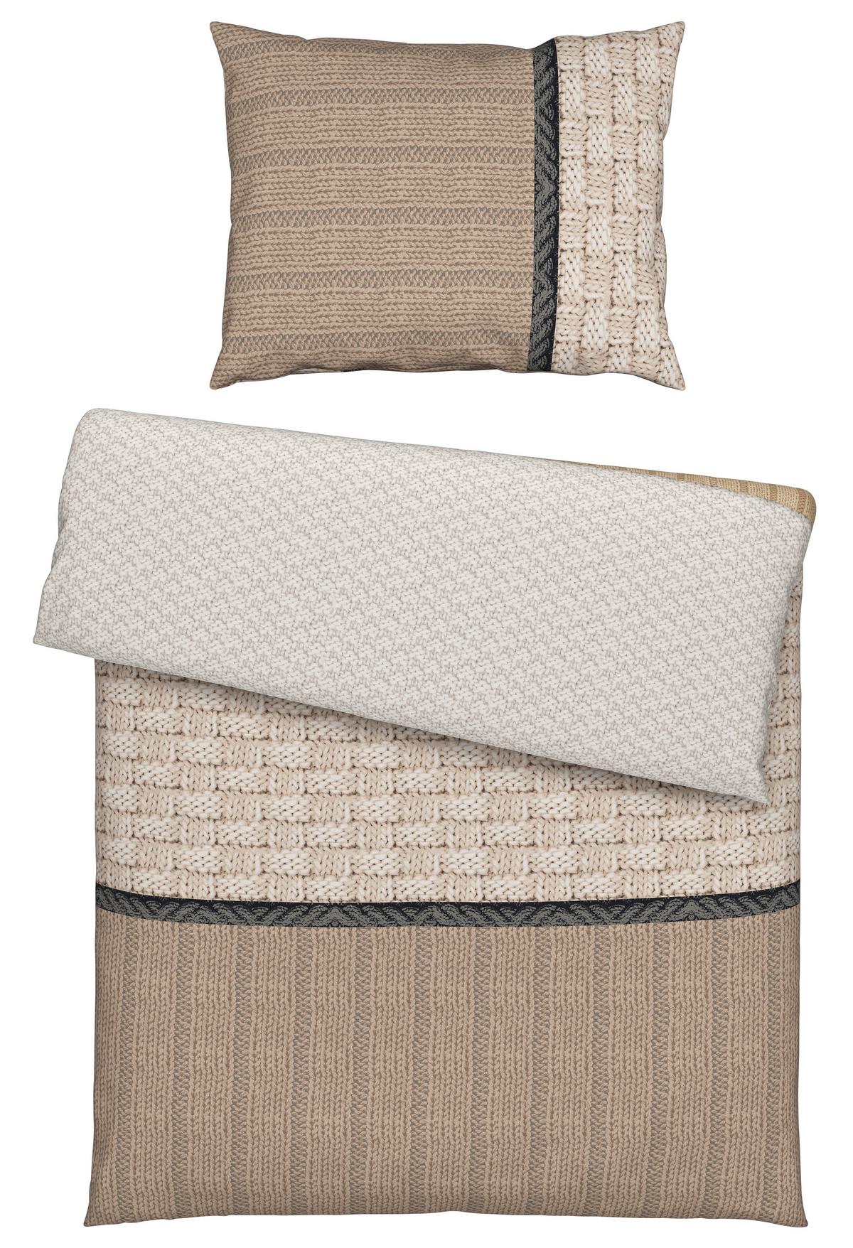 BETTWÄSCHESET STRICK - Beige, Romantik / Landhaus, Textil (160/210cm) - Modern Living
