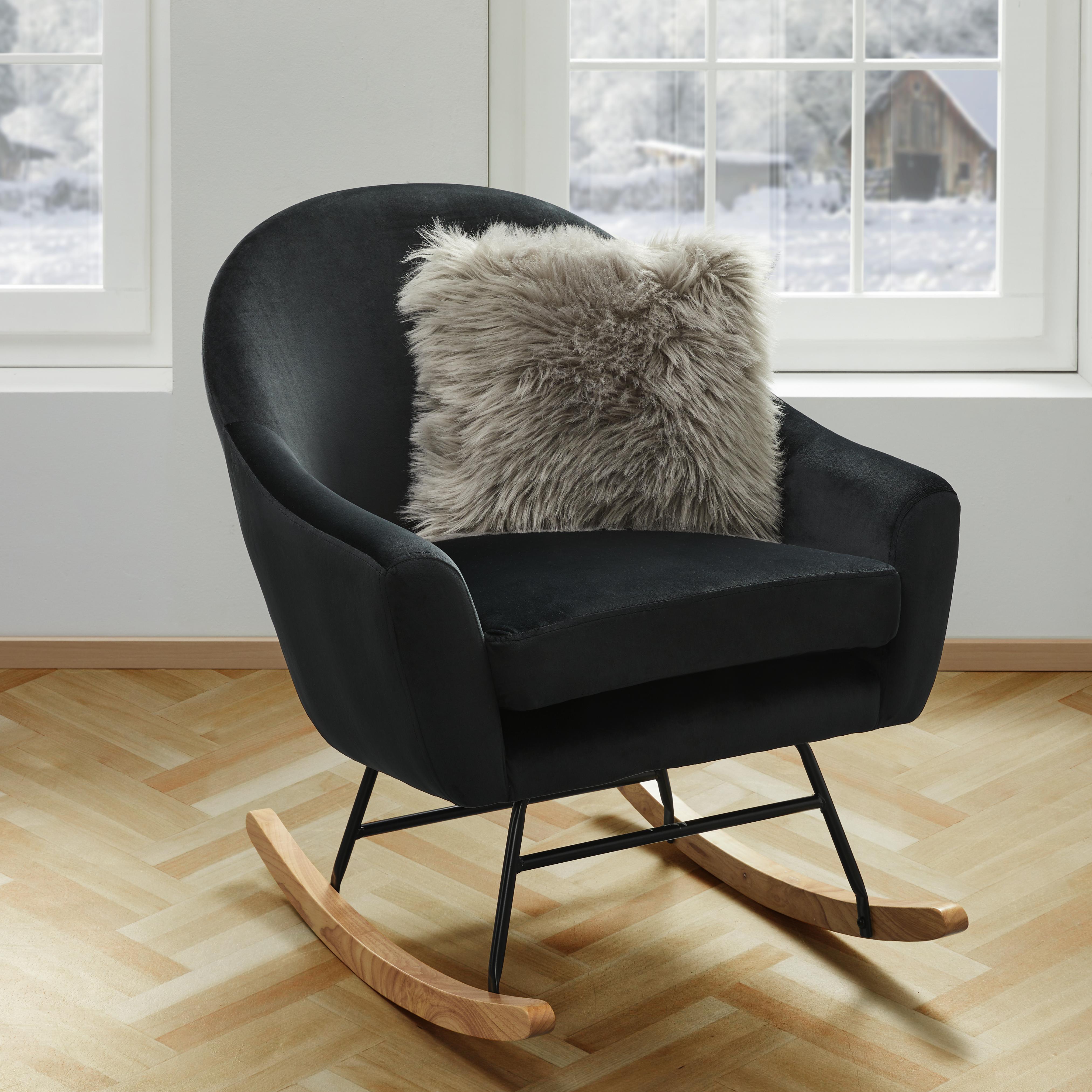 Schaukelstuhl in Schwarz 'Sophie' - Schwarz, MODERN, Holz/Textil (74/87/91,5cm) - Bessagi Home