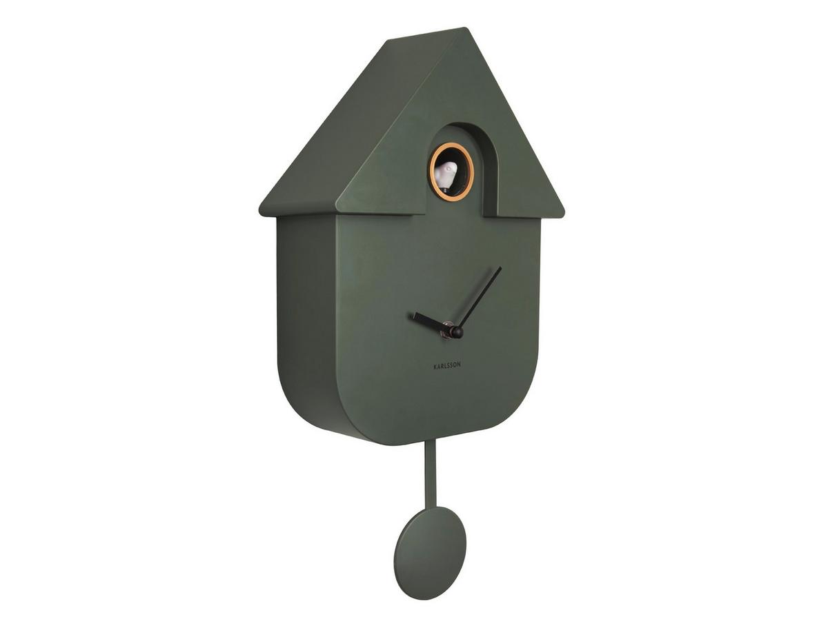 ZEGAR ŚCIENNY KA5768GR - oliwkowa zieleń, Konventionell, tworzywo sztuczne (21,5/41/8,5cm) - Karlsson