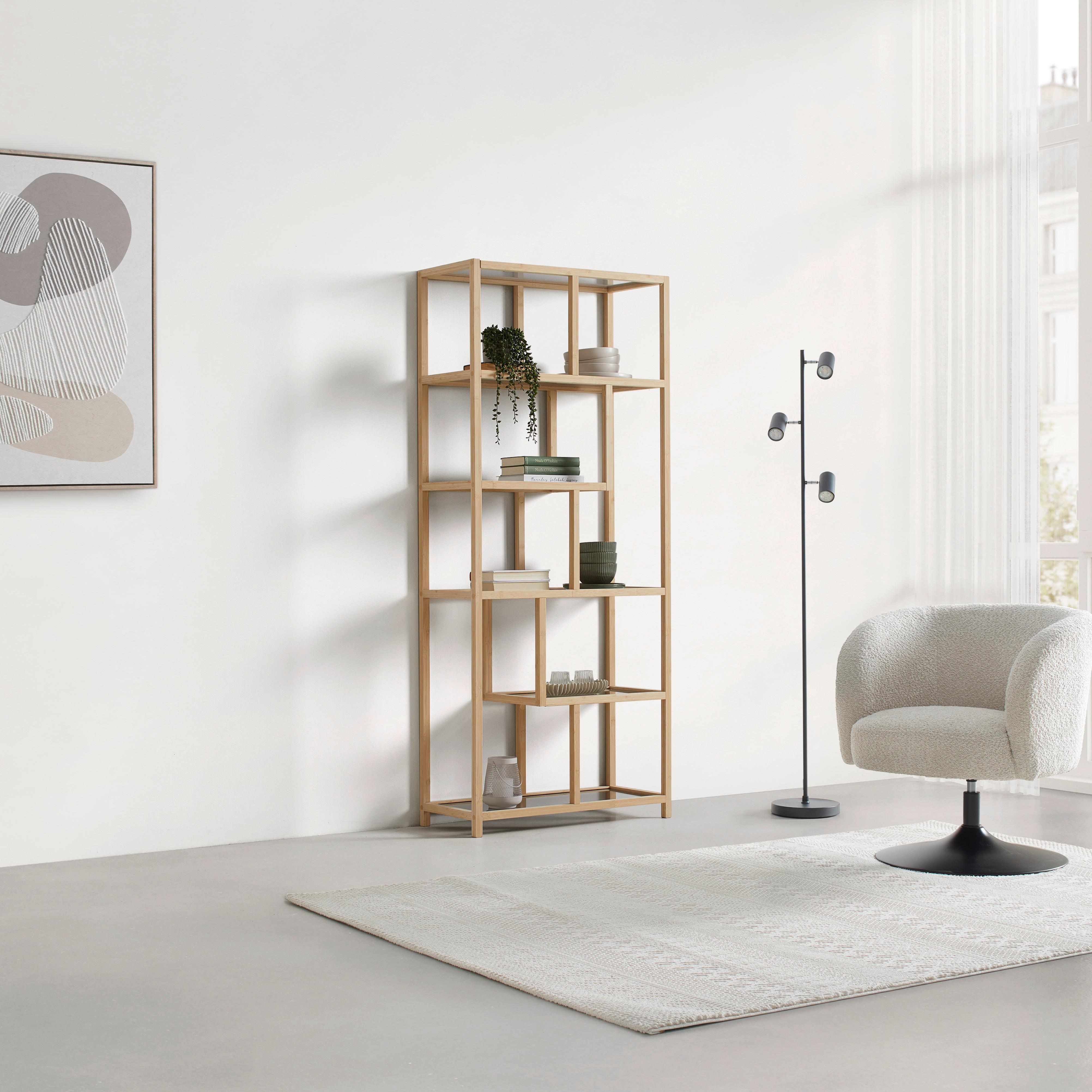 Regal Boston Naturfarben - Naturfarben, MODERN, Glas/Naturmaterialien (77/180/34cm) - Mömax