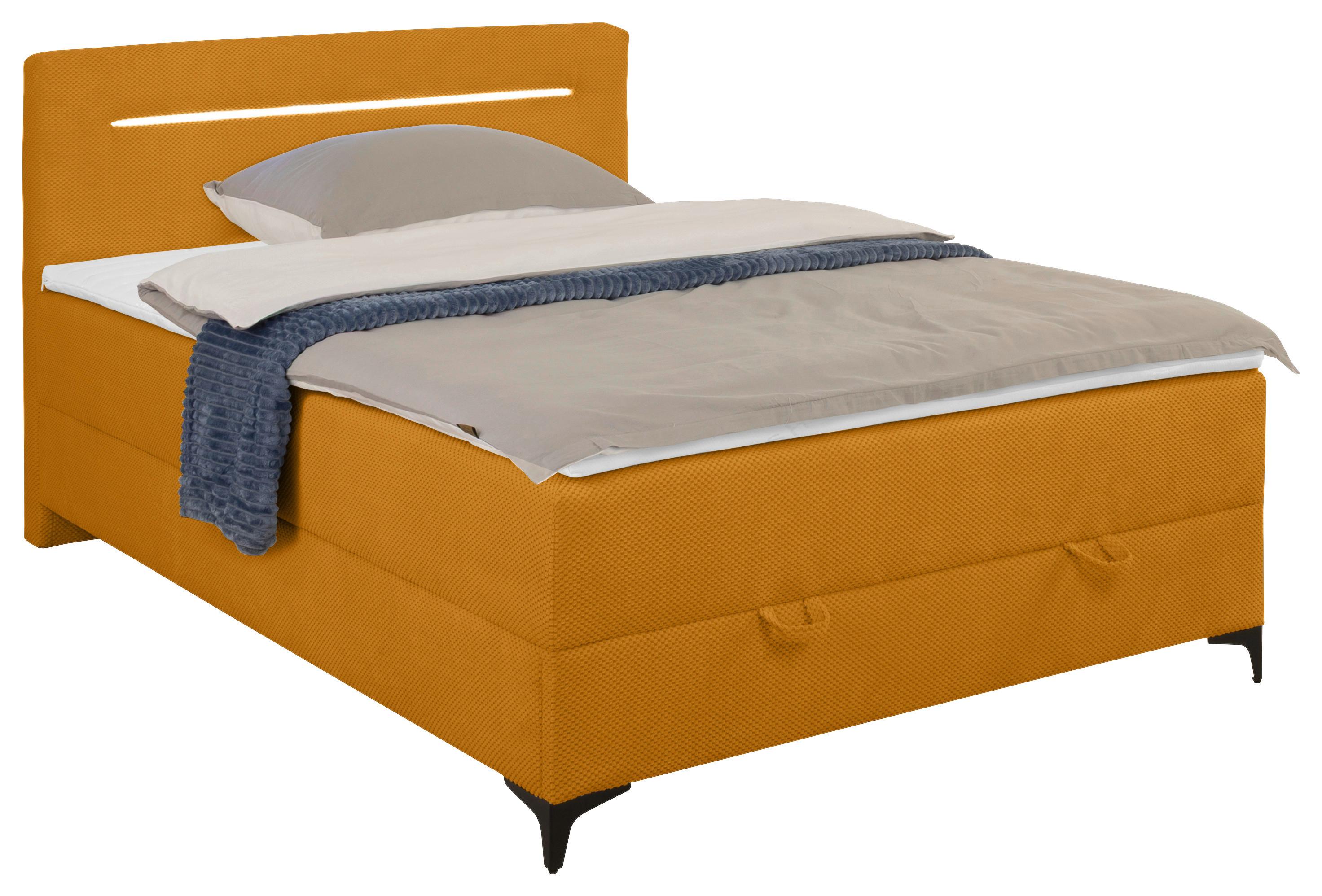 Pat Tip Boxspring Jerry - galben muștar, Konventionell, textil (120/200cm) - Mömax