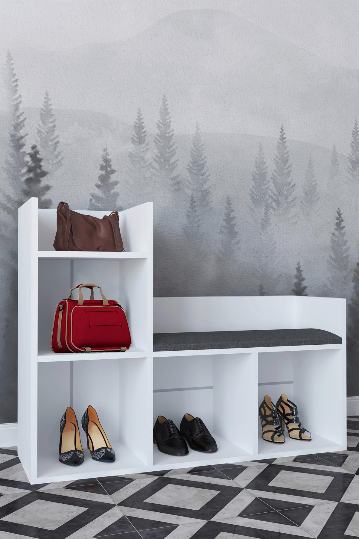 SCHUHBANK LELUS - Weiss, Design, Holzwerkstoff/Kunststoff (108/88/34cm) - MID.YOU