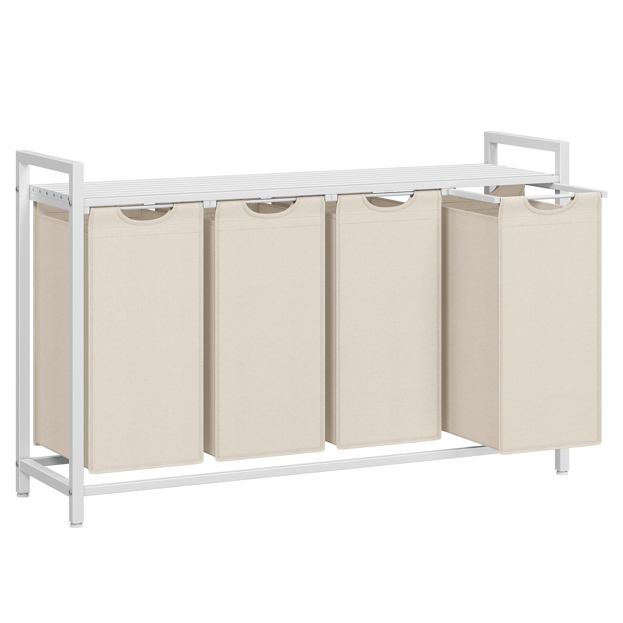 WÄSCHEKORB BLH401W01 - Beige/Weiß, Trend, Holzwerkstoff/Textil (116/72/33cm) - MID.YOU