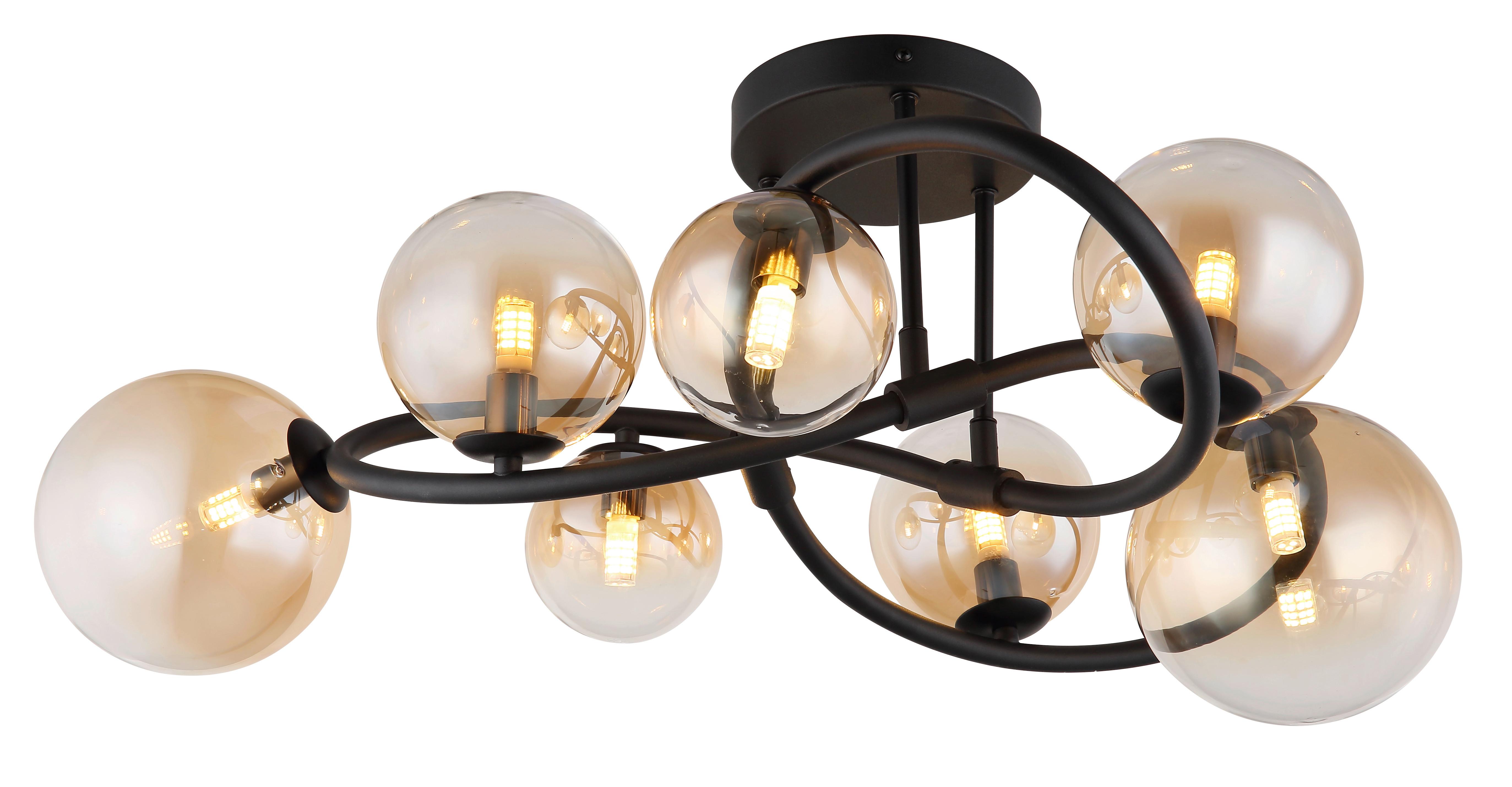 LED-Deckenleuchte Tuberius Klar/Schwarz max. 3,5 Watt - Klar/Schwarz, Design, Glas/Metall (62/30cm) - Globo