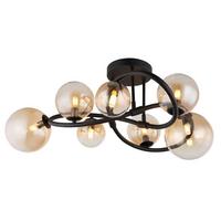LED-DECKENLEUCHTE 56141-7D - Klar/Schwarz, Design, Glas/Metall (62/30cm) - Globo
