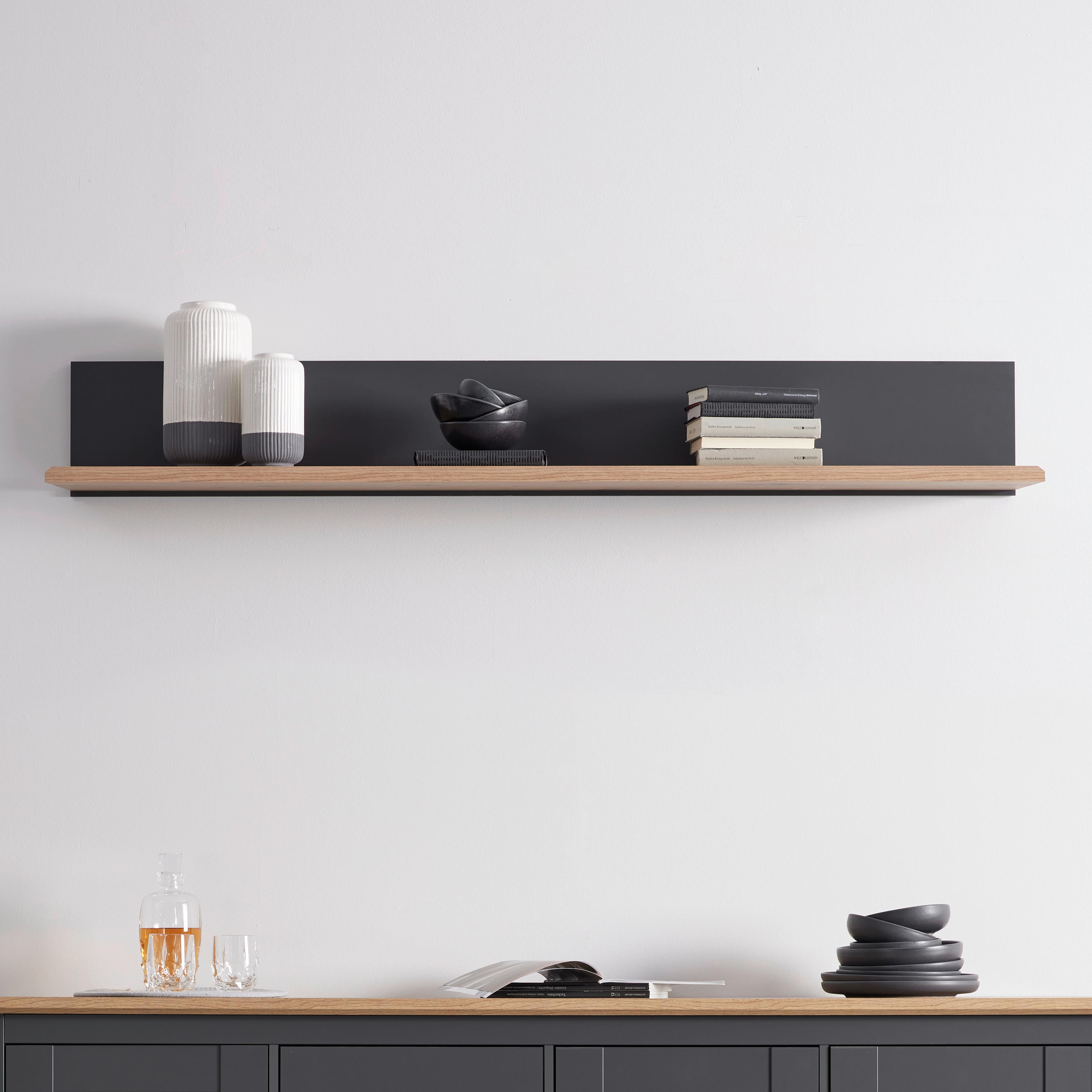 Wandregal Claudio Dunkelgrau/Eiche MDF - Dunkelgrau/Eiche Artisan, MODERN, Holz (175/25/24cm) - Bessagi Home