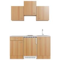 Miniküche Nano m. Geräten B: ca. 150cm Buchefarben - Edelstahlfarben/Beige, MODERN, Holzwerkstoff/Kunststoff (150cm) - FlexWell